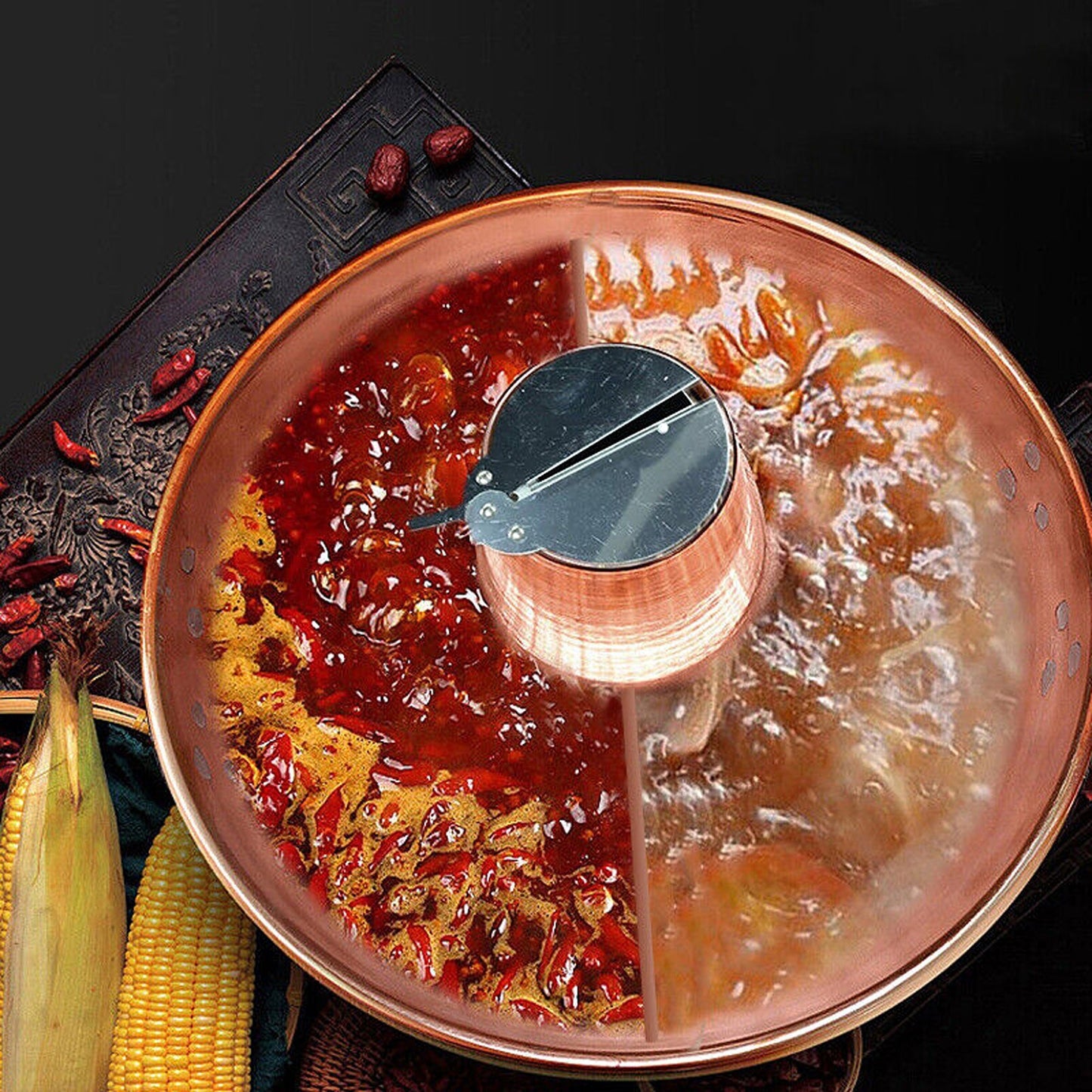 Old Beijing Style Stainless Steel Charcoal Copper Hot Pot for Camping