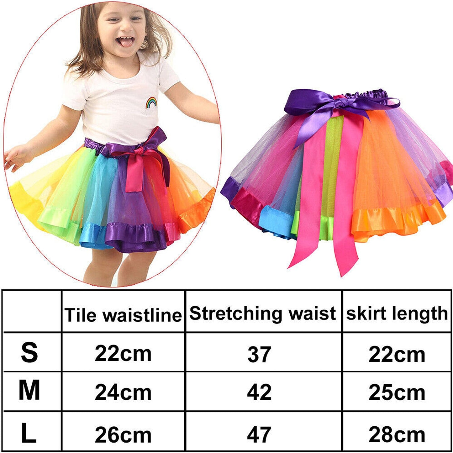 Rainbow Tutu Skirt for Girls Ballet Dance Princess Costume