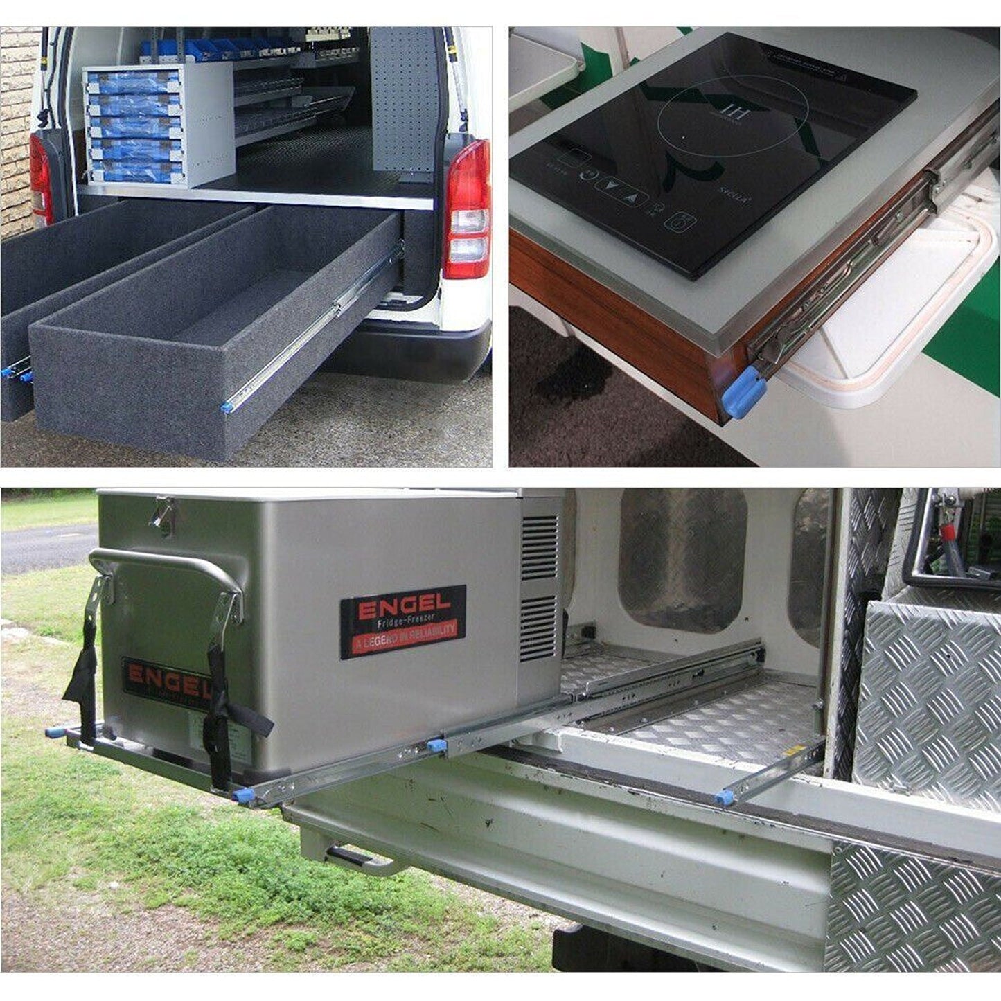 2x Heavy Duty Locking Drawer Slides Runners Trailer 500-2000mm Draw Slide