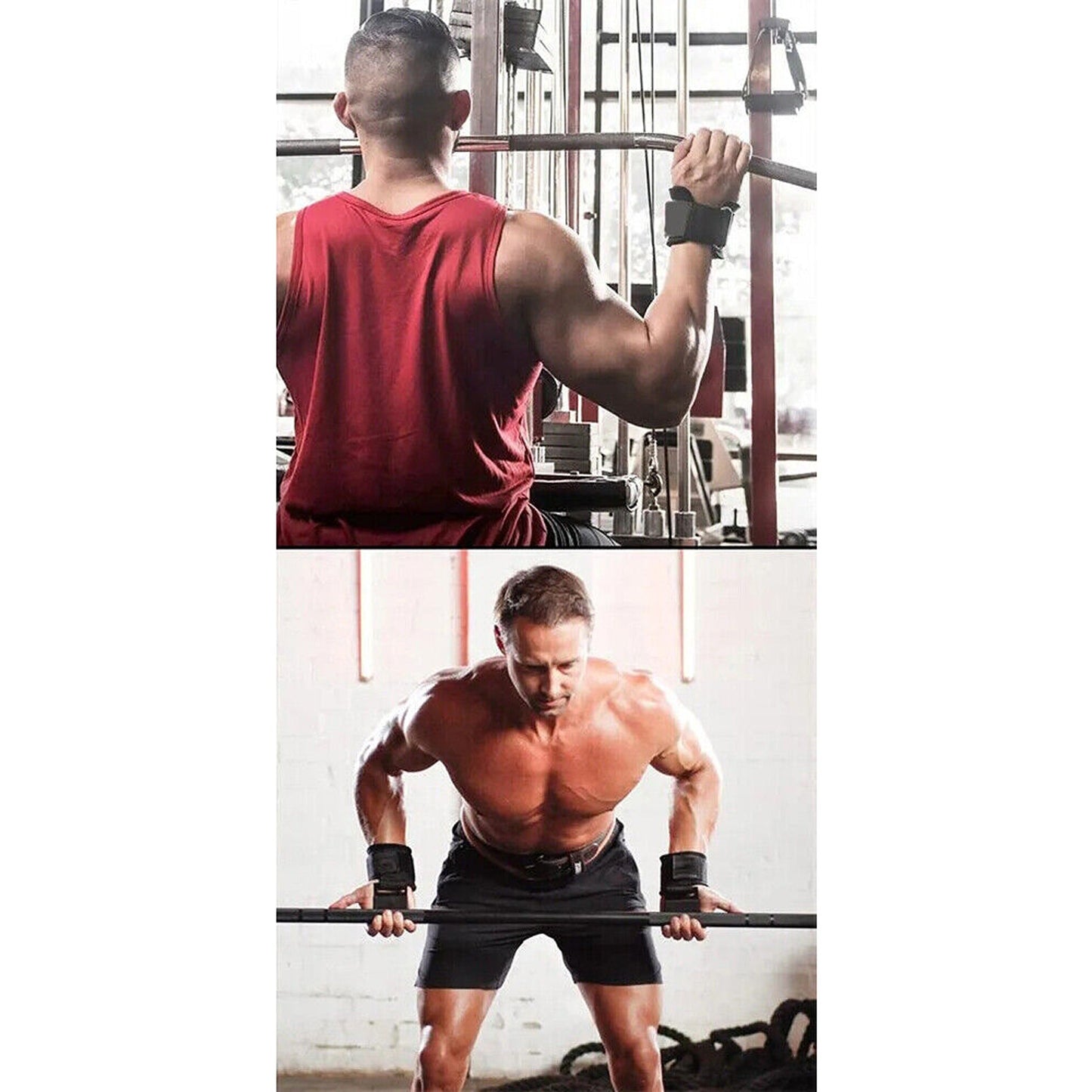 Gym Power Lifting Hooks with Wrist Support Adjustable Straps