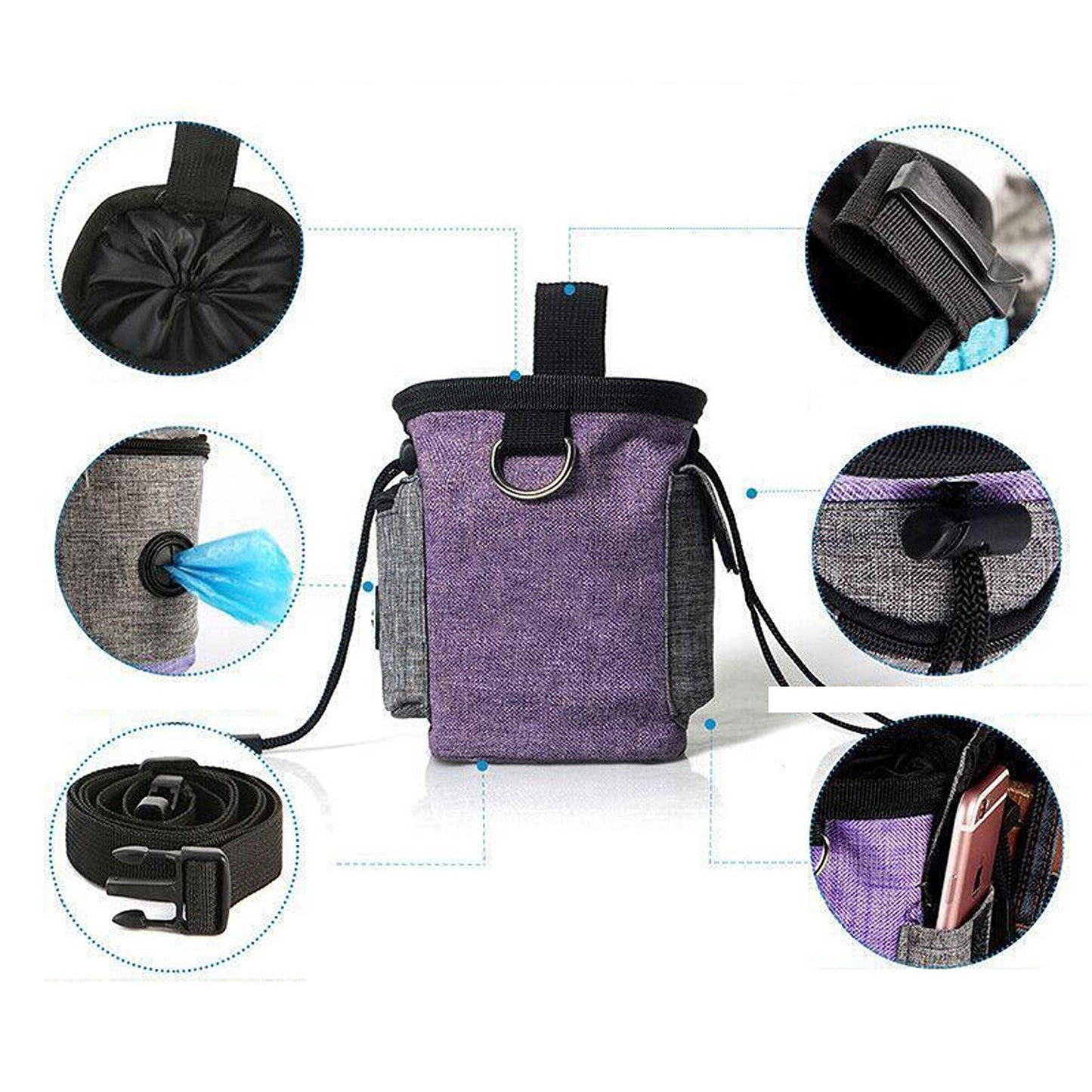 Dog Treat Pouch for Obedience Training with Garbage Bag Dispenser