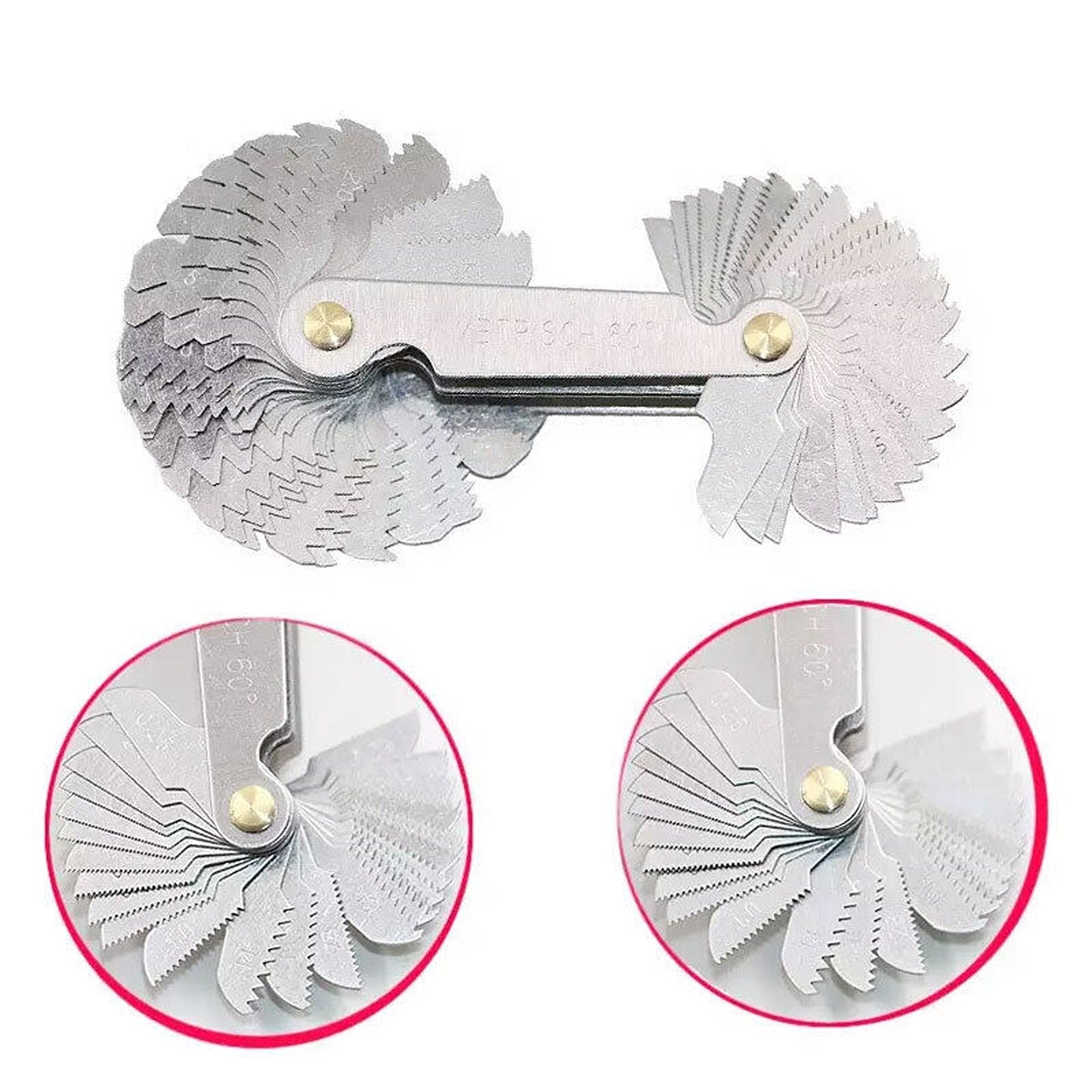 Thread Pitch Measurement Screw Gauge with 52 Blades Metric and Whitworth