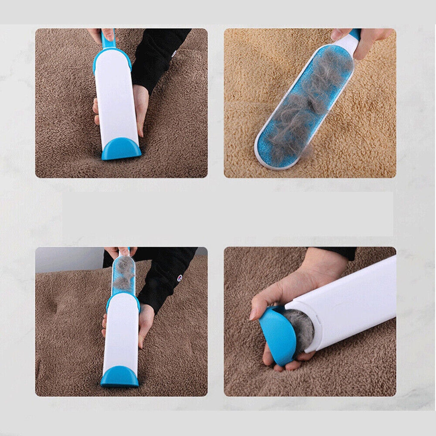 Double Sided Pet Hair Lint Remover Brush with Self Cleaning Base