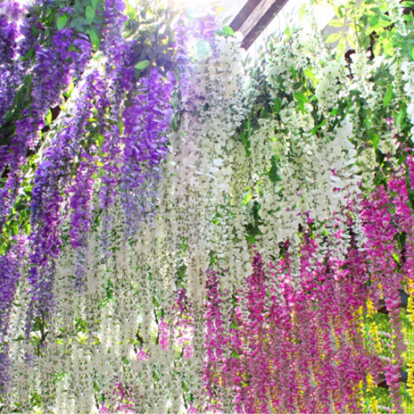 12pcs Silk Wisteria Flower Vine Artificial Garland Leaf Decor for Weddings
