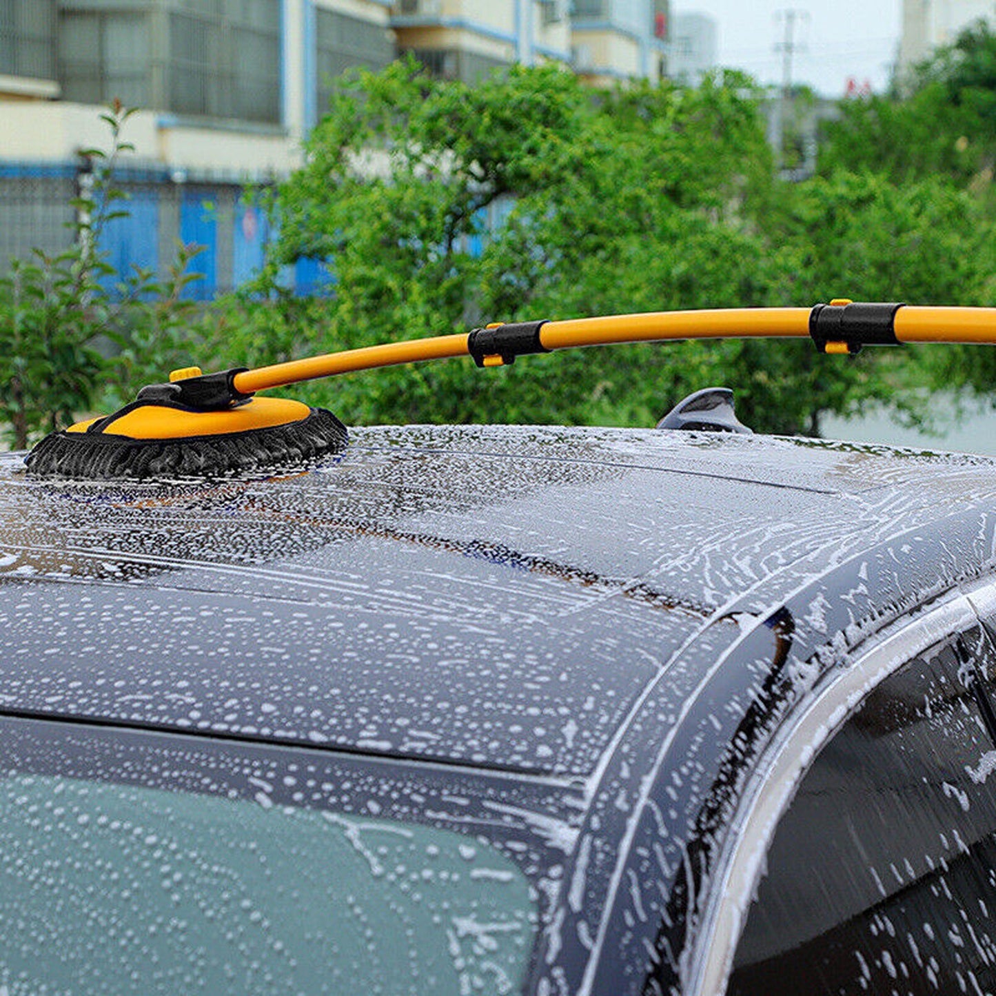 Long Handle Car Wash Brush with Special Mop for Roof and Window Cleaning