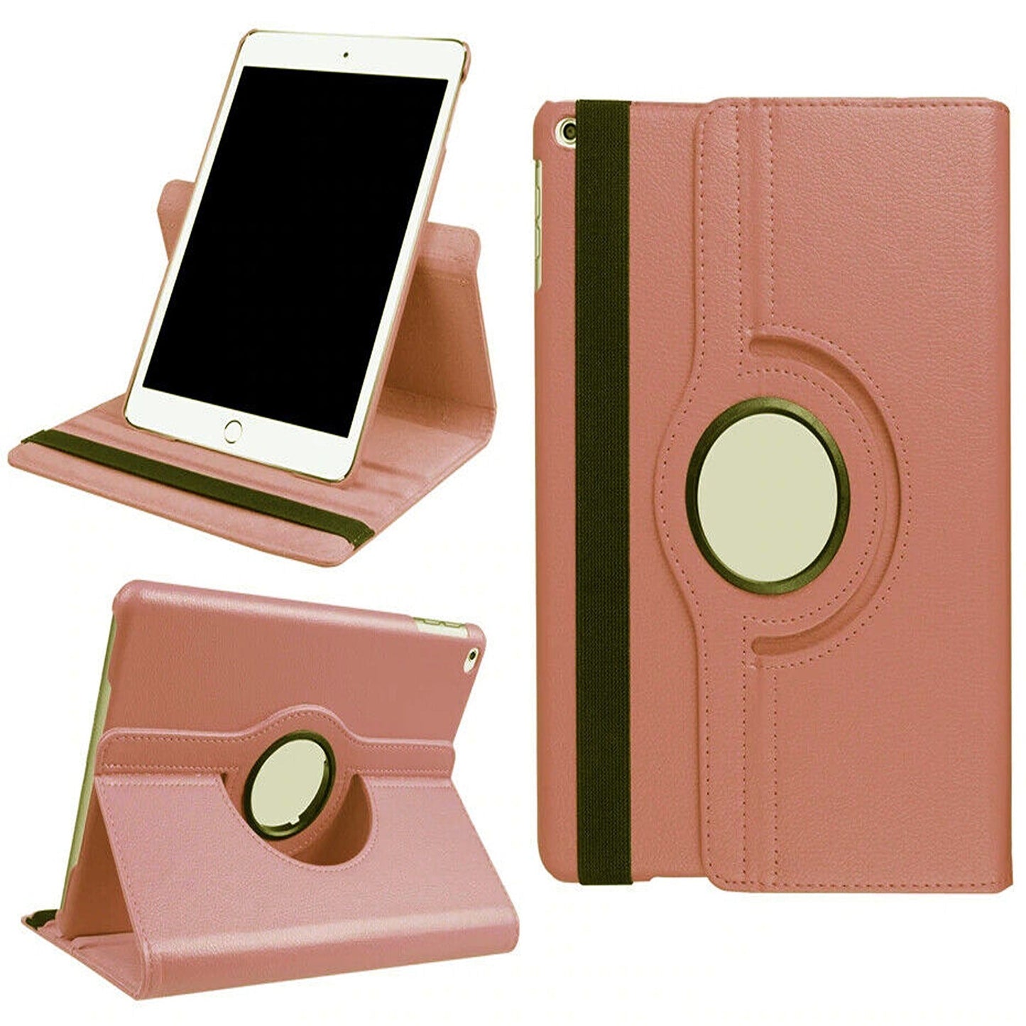 Rose Red Leather Case with 360 Rotate Smart Cover for iPad 9 8 7 6 5 Gen Air 3 2 1 Pro 10.5