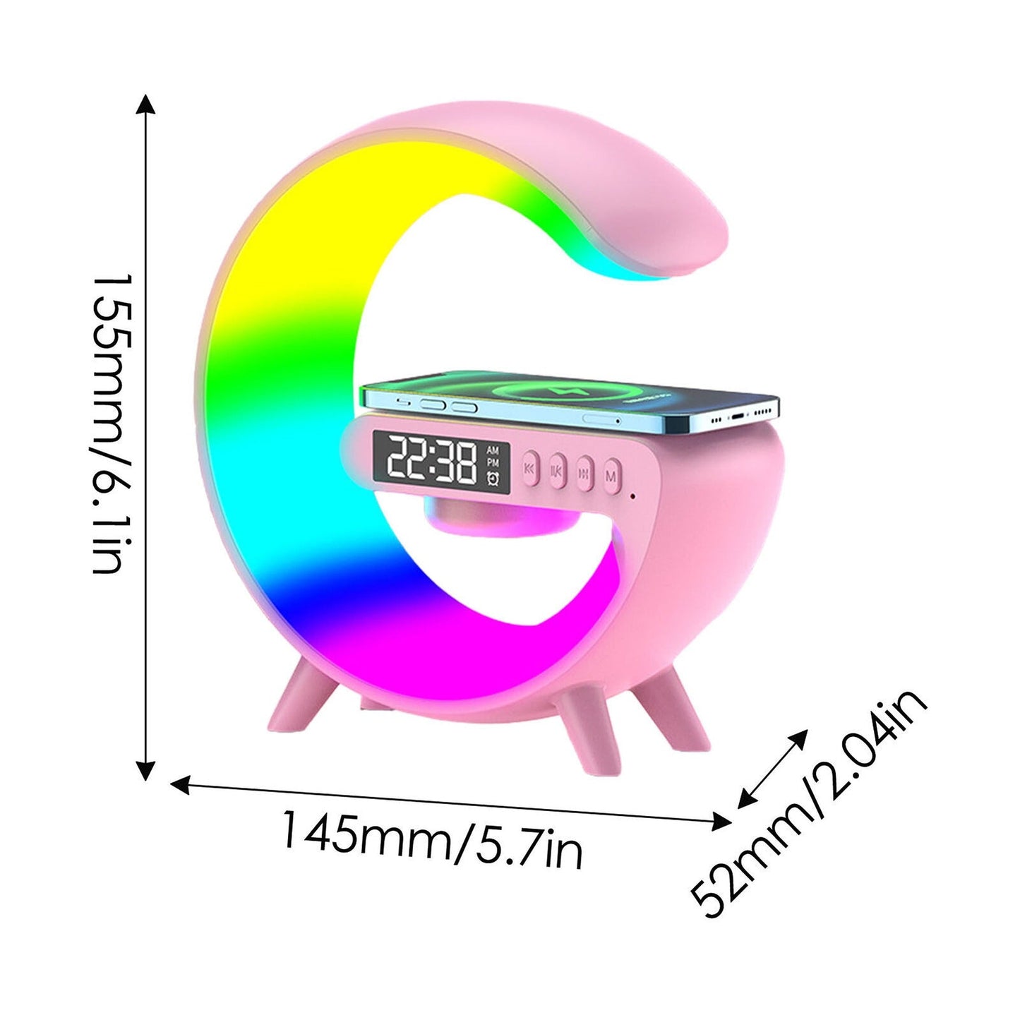 RGB LED Night Light with Bluetooth Speaker Smart Wireless Charger