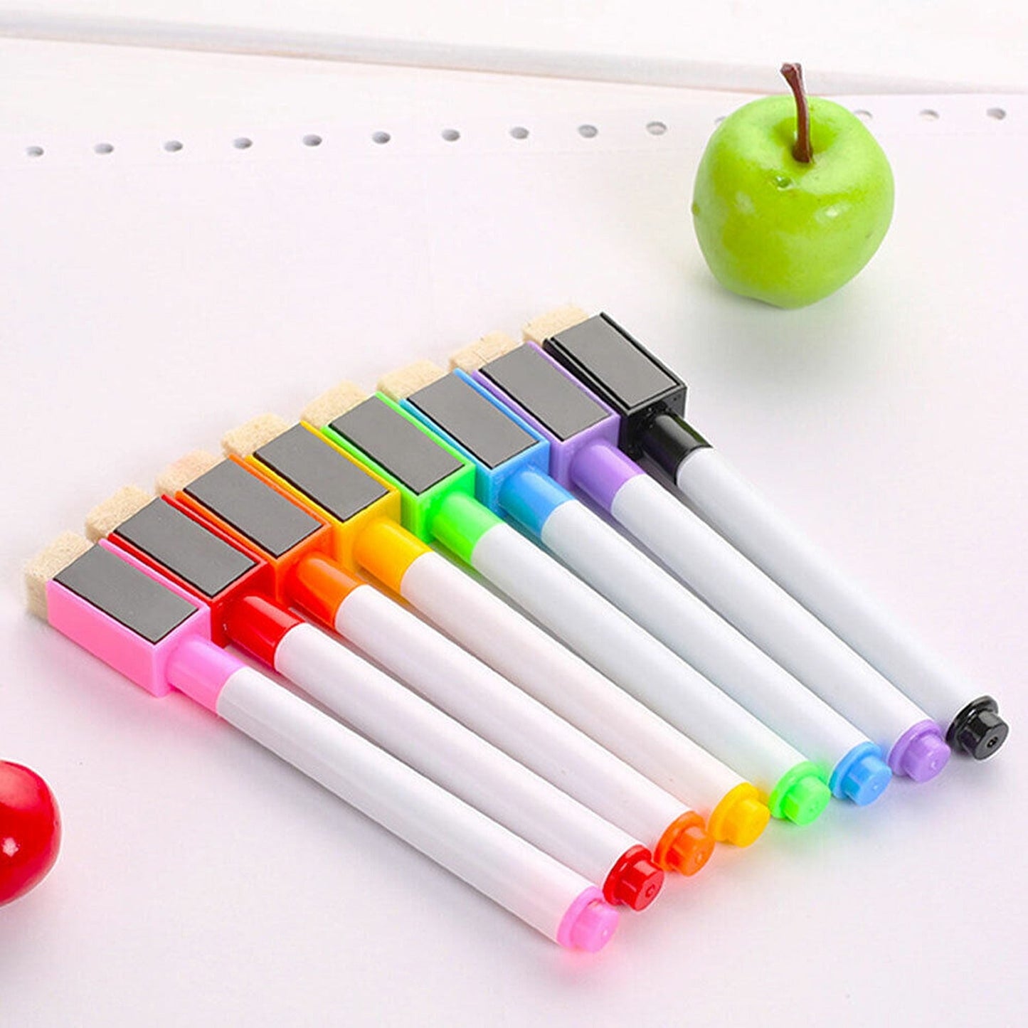 8pcs Dry Erase Whiteboard Markers with Magnetic Cap and Eraser