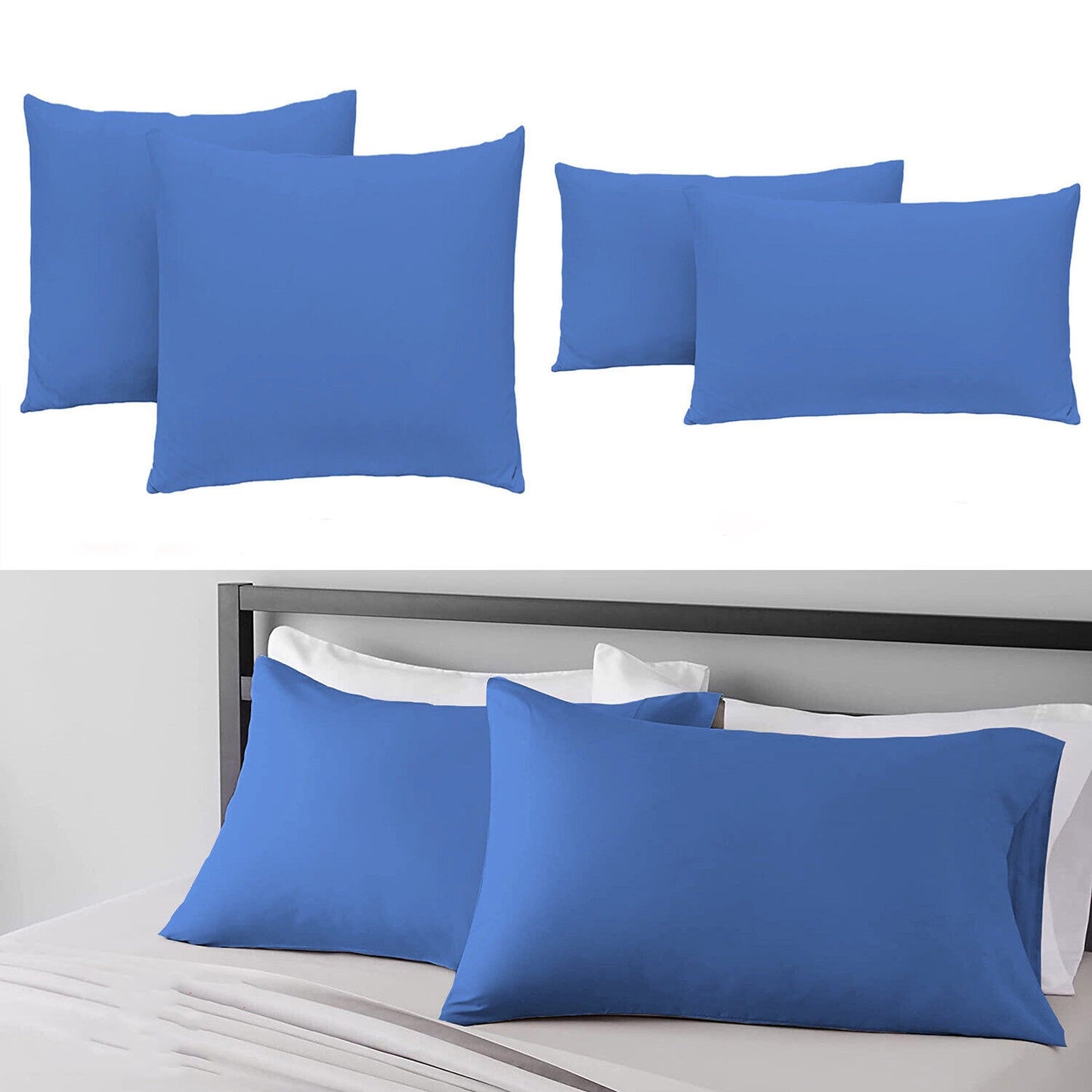 Ocean Blue 2 Pack Standard European Queen King Pillow Cases