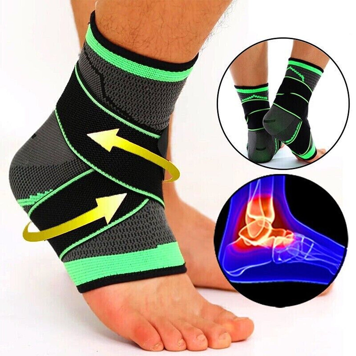 Heel Ankle Support Brace Adjustable Compression Foot Protector Strap