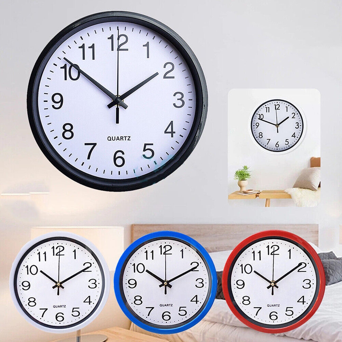 Silent Non-Ticking Quartz Wall Clock for Indoor Use
