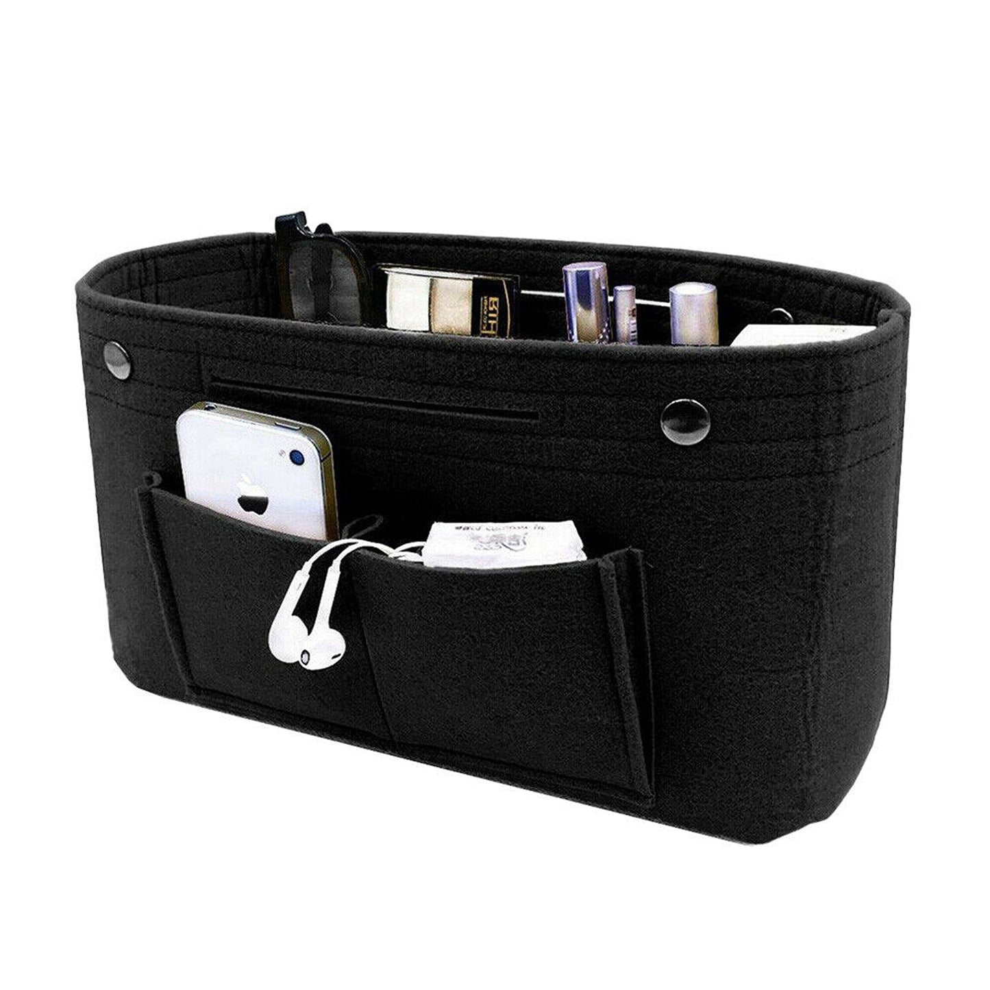 Black Women Handbag Felt Bag Tote Insert Liner Purse Pouch