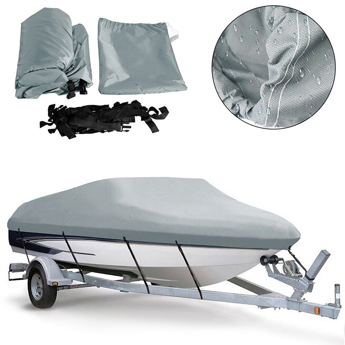17ft to 19ft Boat Cover Waterproof and Trailerable with Heavy Duty Protection