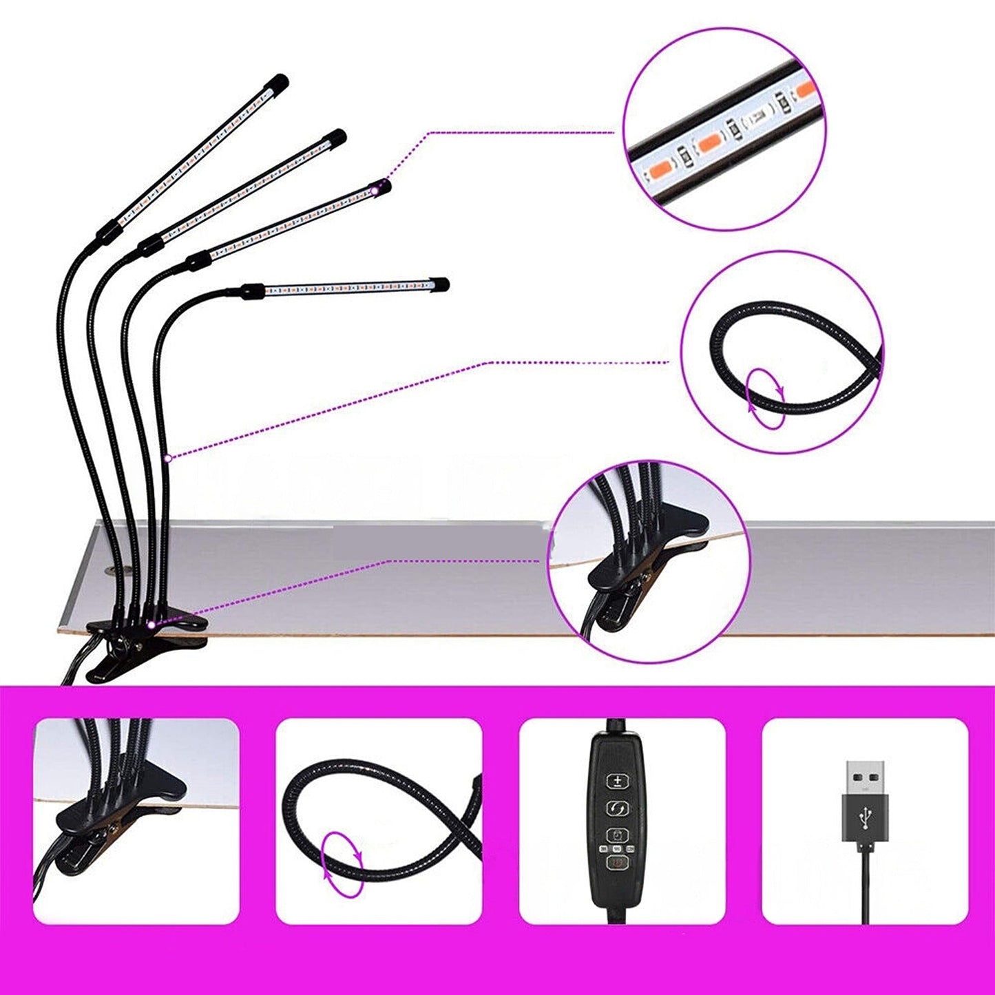 Advanced Indoor Plant Growth Light 80 LED 4 Head 40W