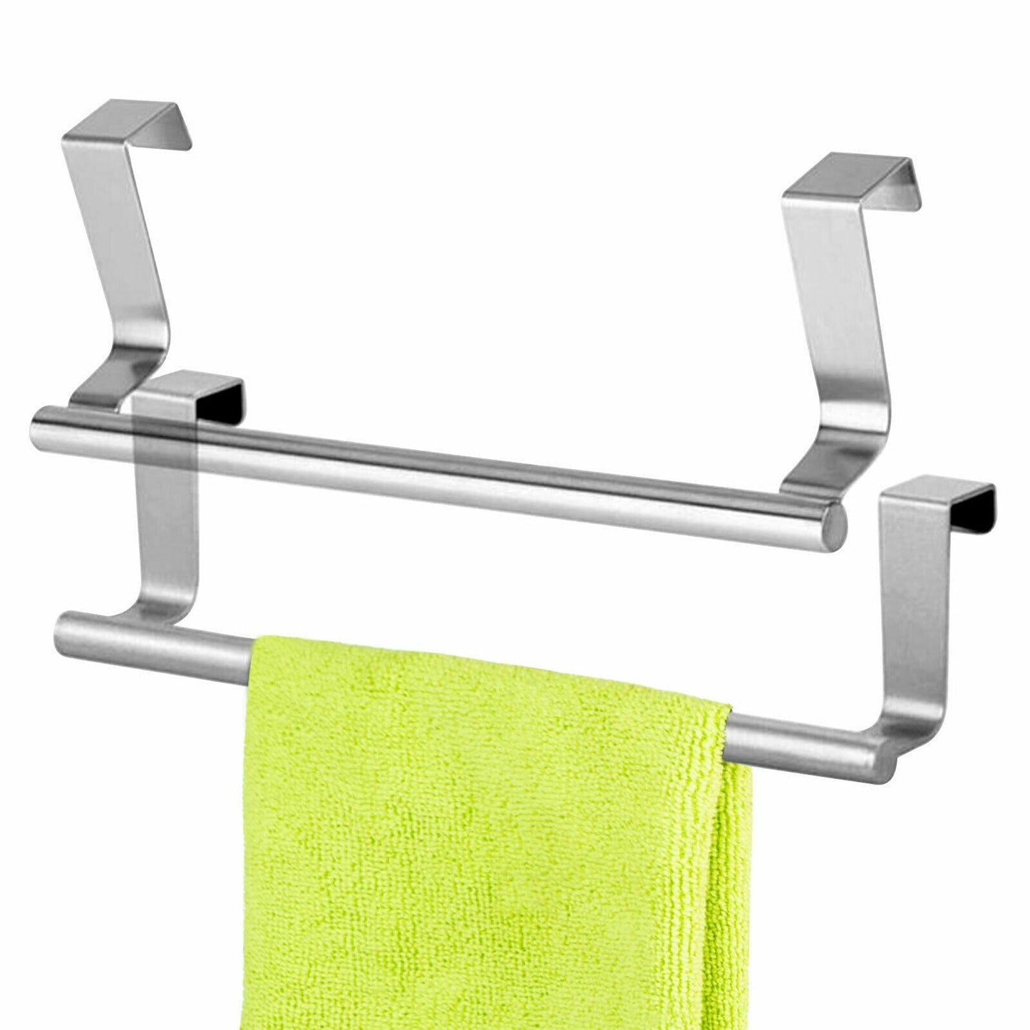 Over Door Tea Towel Rack Bathroom Rail Cupboard Hanger Hook