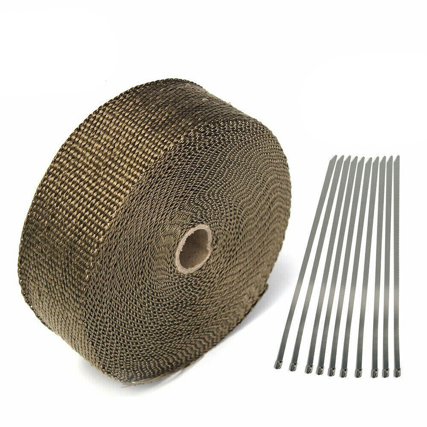 Heat Resistant Titanium Exhaust Wrap 10M with Stainless Steel Ties 2000F