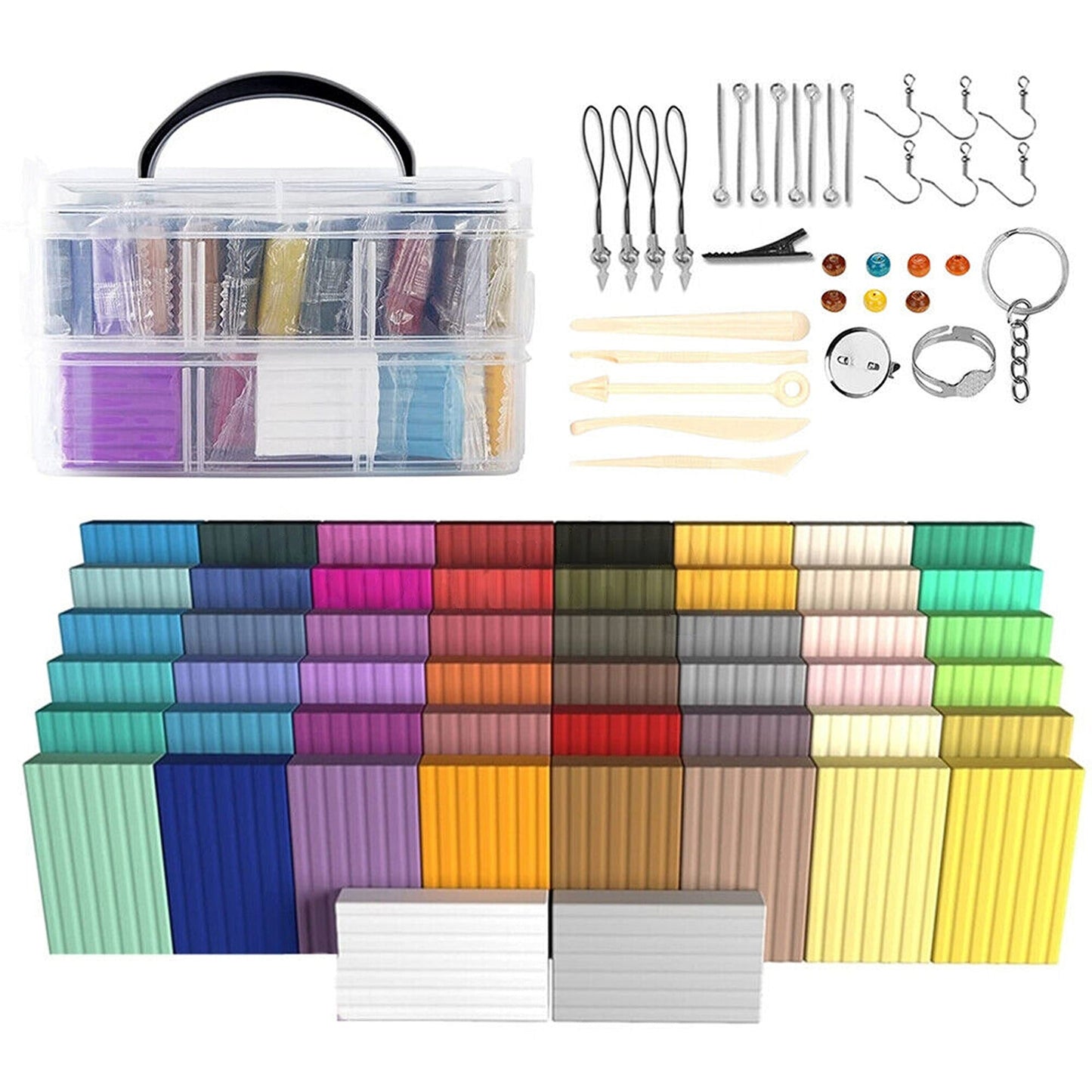 86pcs DIY Modelling Craft Kit Polymer Clay Oven Bake 50 Colors