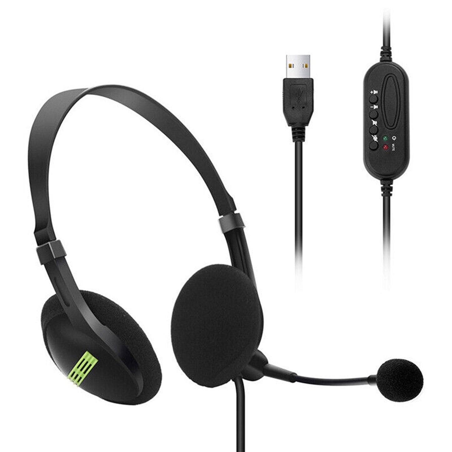 Computer USB Headphone Noise Cancelling With Microphone for PC