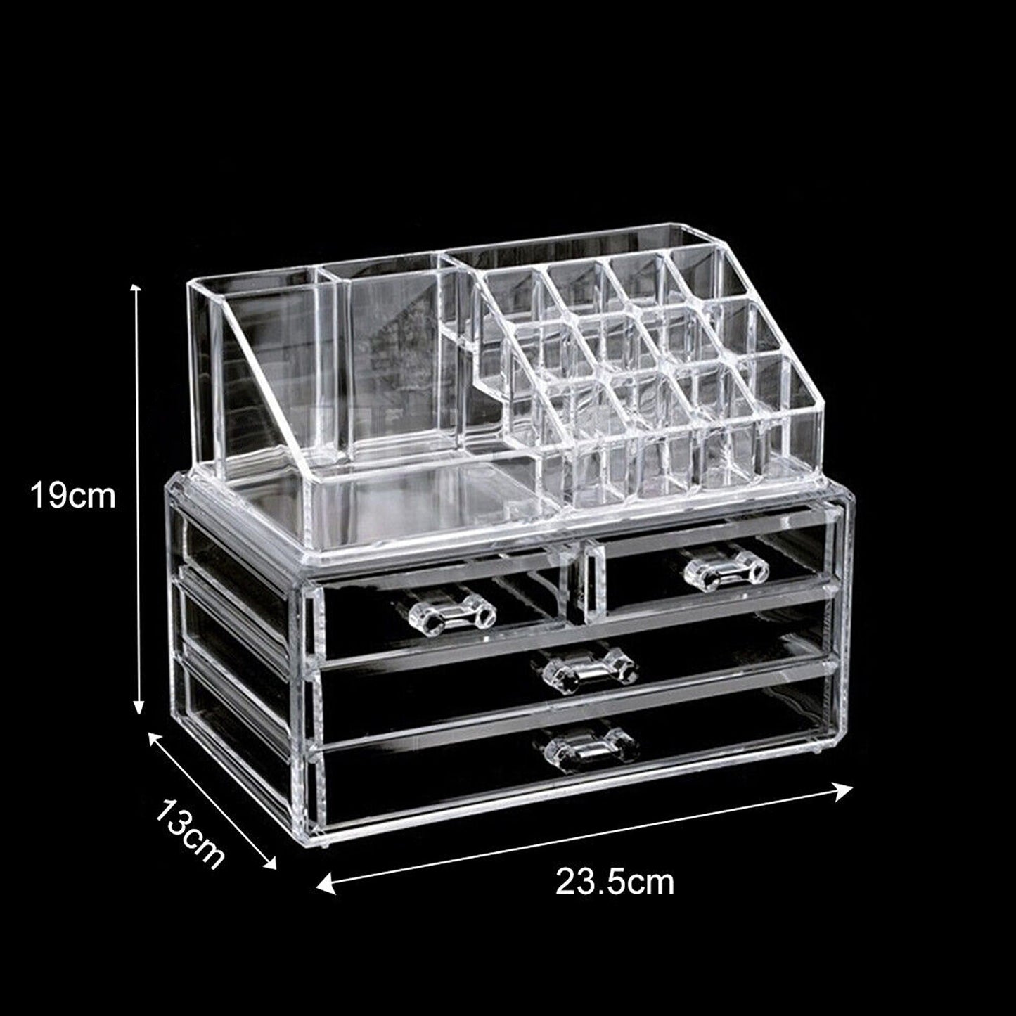 Jewellery Storage Organizer Clear Acrylic Makeup Holder Box 4 Drawer