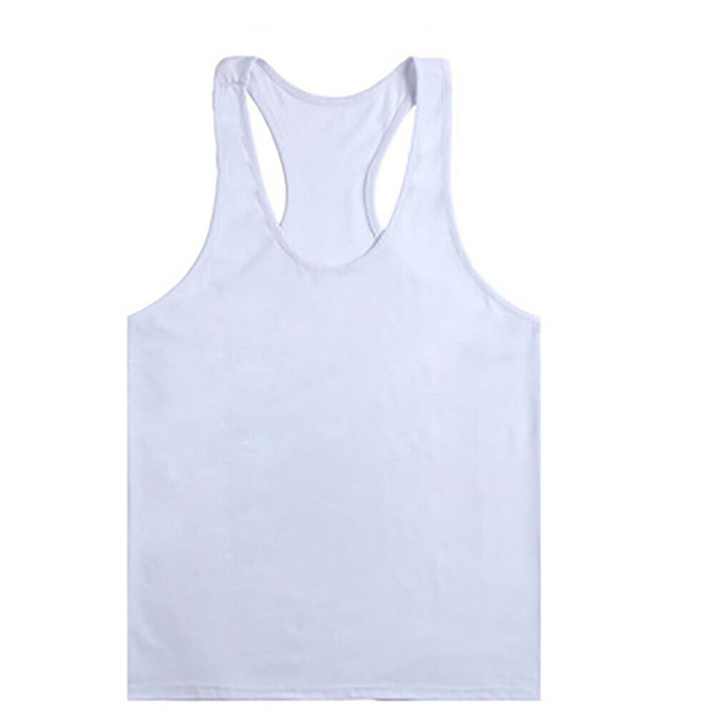 Men’s Cotton Y-Back Bodybuilding Tank Top White