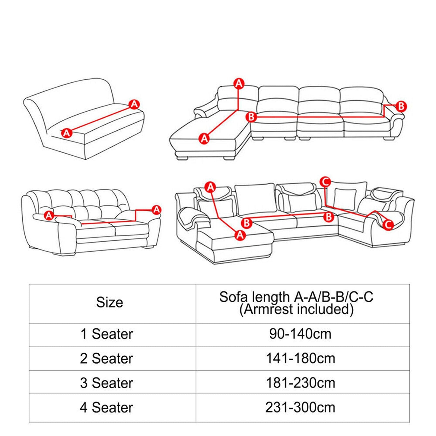 Black Super Stretch Sofa Cover Soft Thick Seater Slipcover
