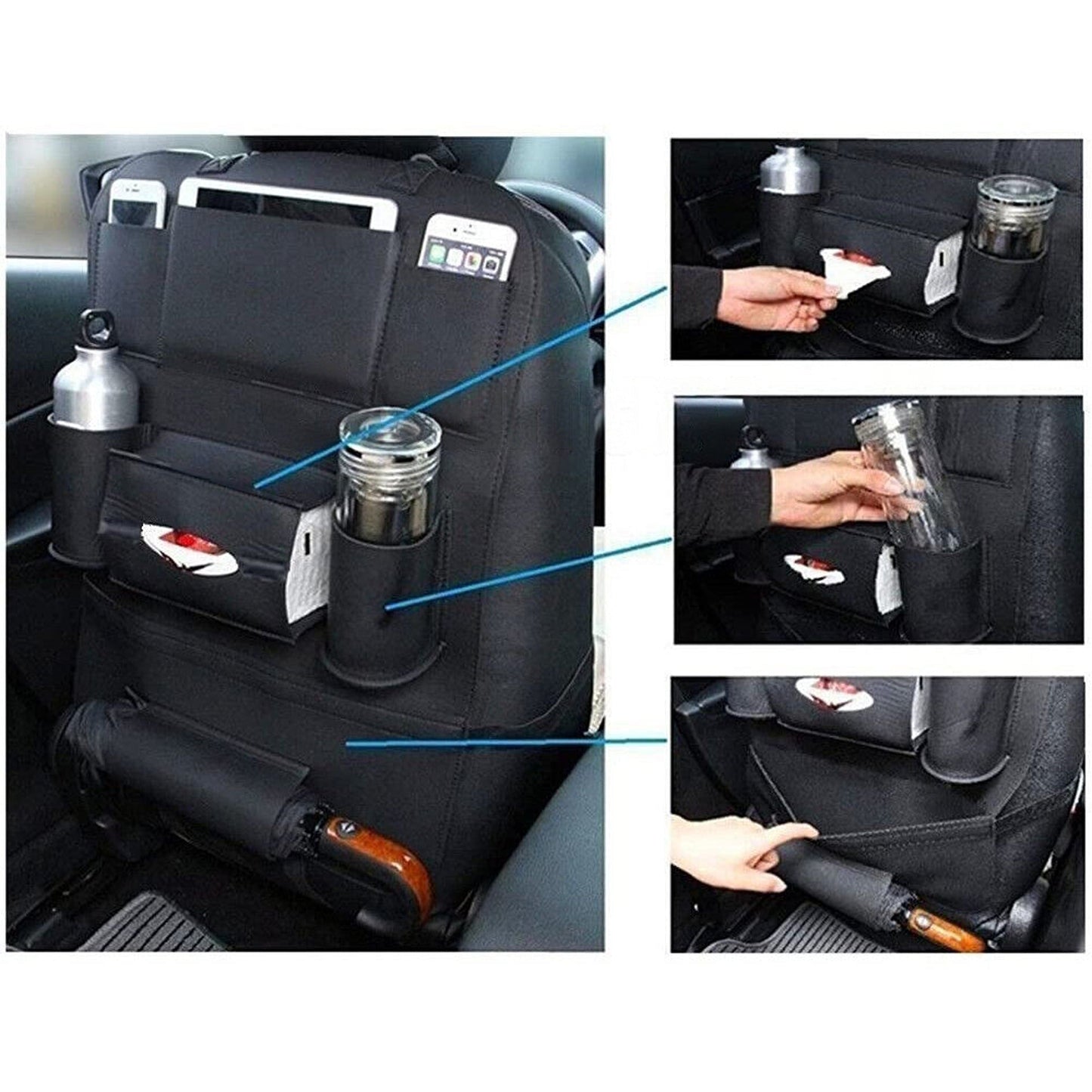 2pcs Car Back Seat iPad Holder Travel Storage Organizer with Pockets