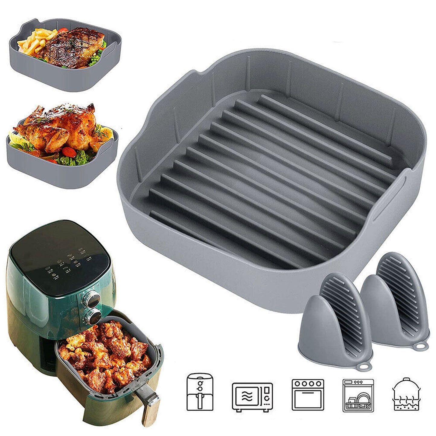 Reusable Silicone Basket Liner for Air Fryers Non-Stick Baking and Cooking Mat