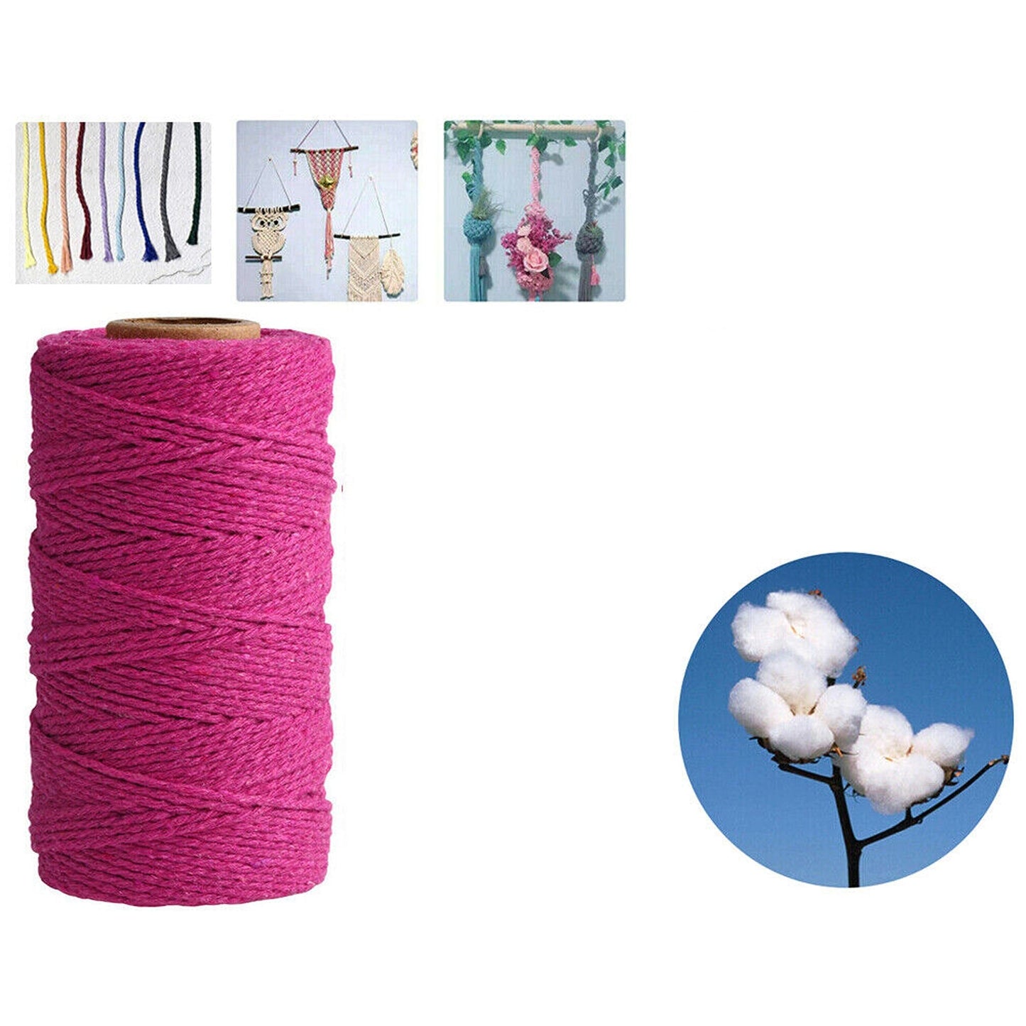 Rose Red Craft Macrame Twisted Cotton Artisan Rope Weaving Wire