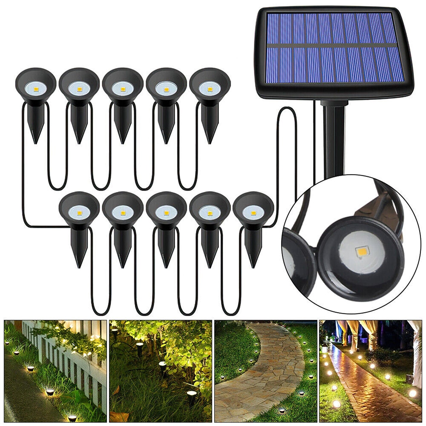 10 in 1 Solar Spot Light Outdoor Waterproof LED Garden Lawn Lights
