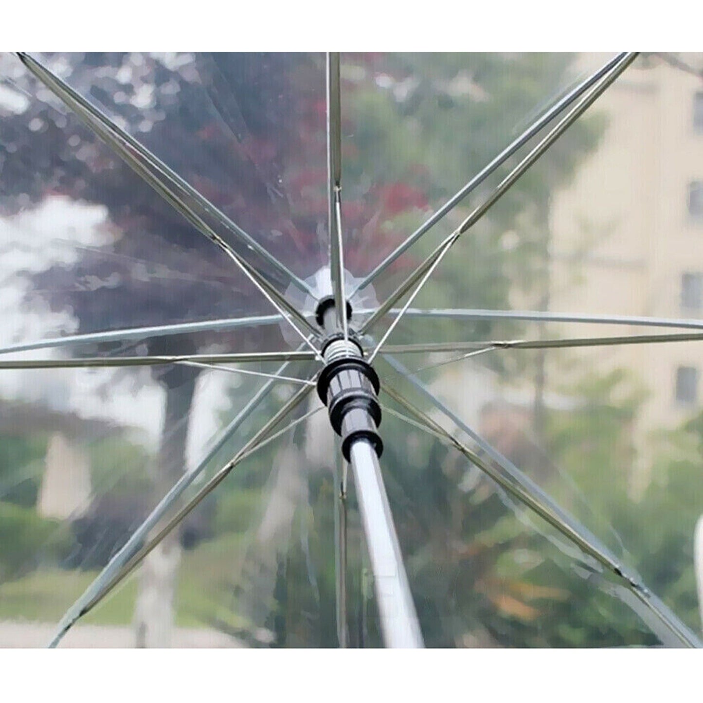Transparent Dome Umbrella with Clear Handle Semi-Automatic Waterproof