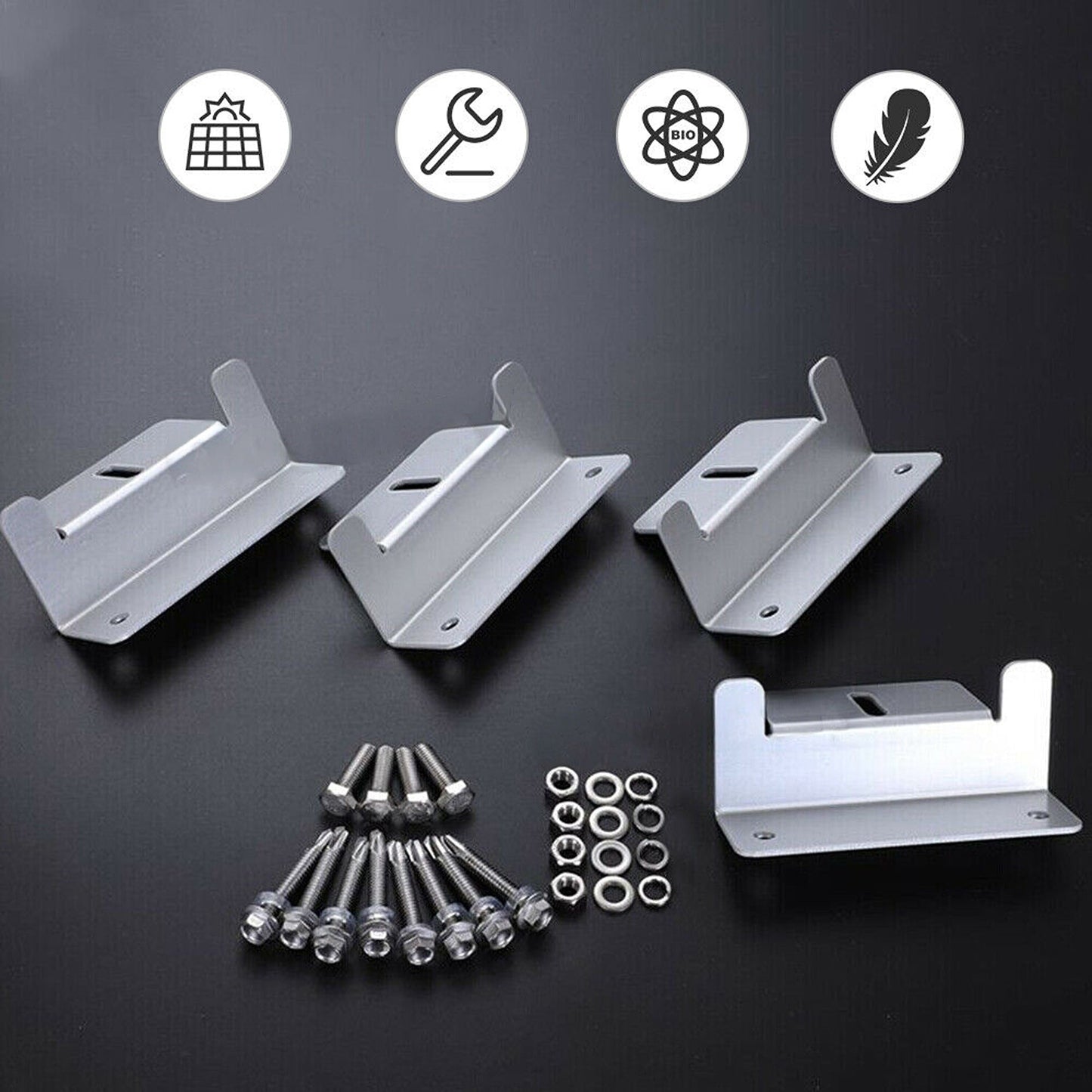 4pcs Roof Wall Solar Panel Mounting Kit Aluminum Z Bracket Set