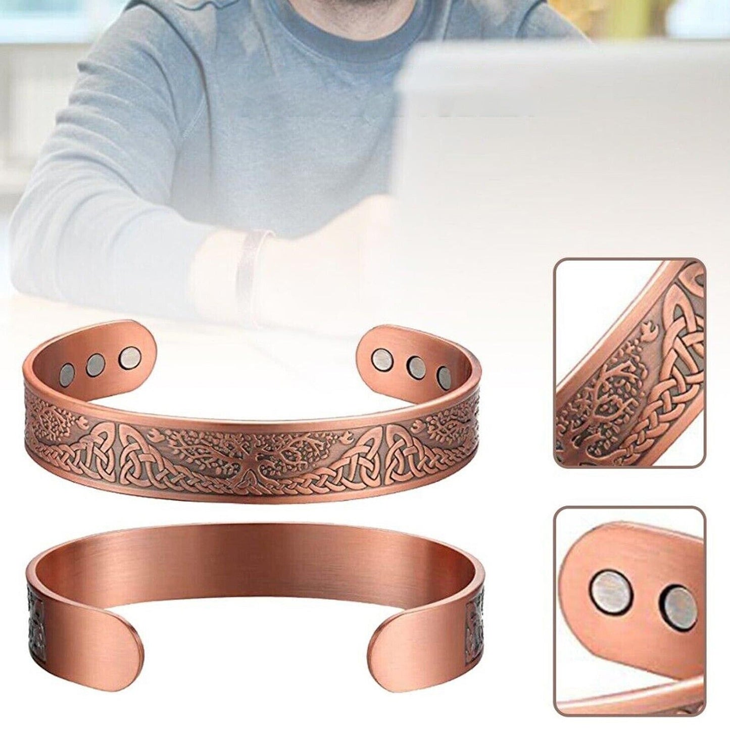 Magnetic Copper Bracelet for Arthritis Pain Relief Therapy Cuff