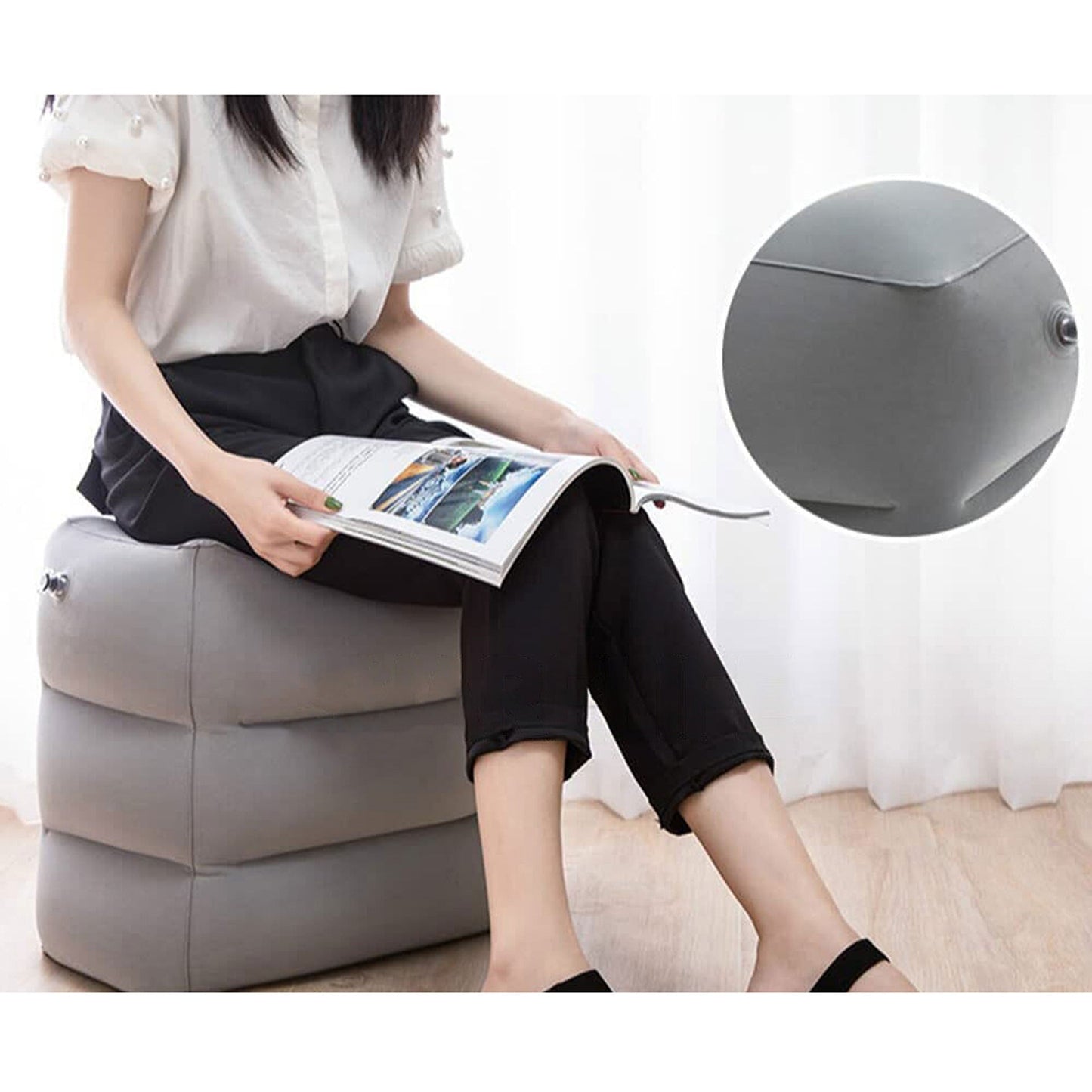 Inflatable Foot Rest for Travel XL 3-Layer Air Pillow Cushion
