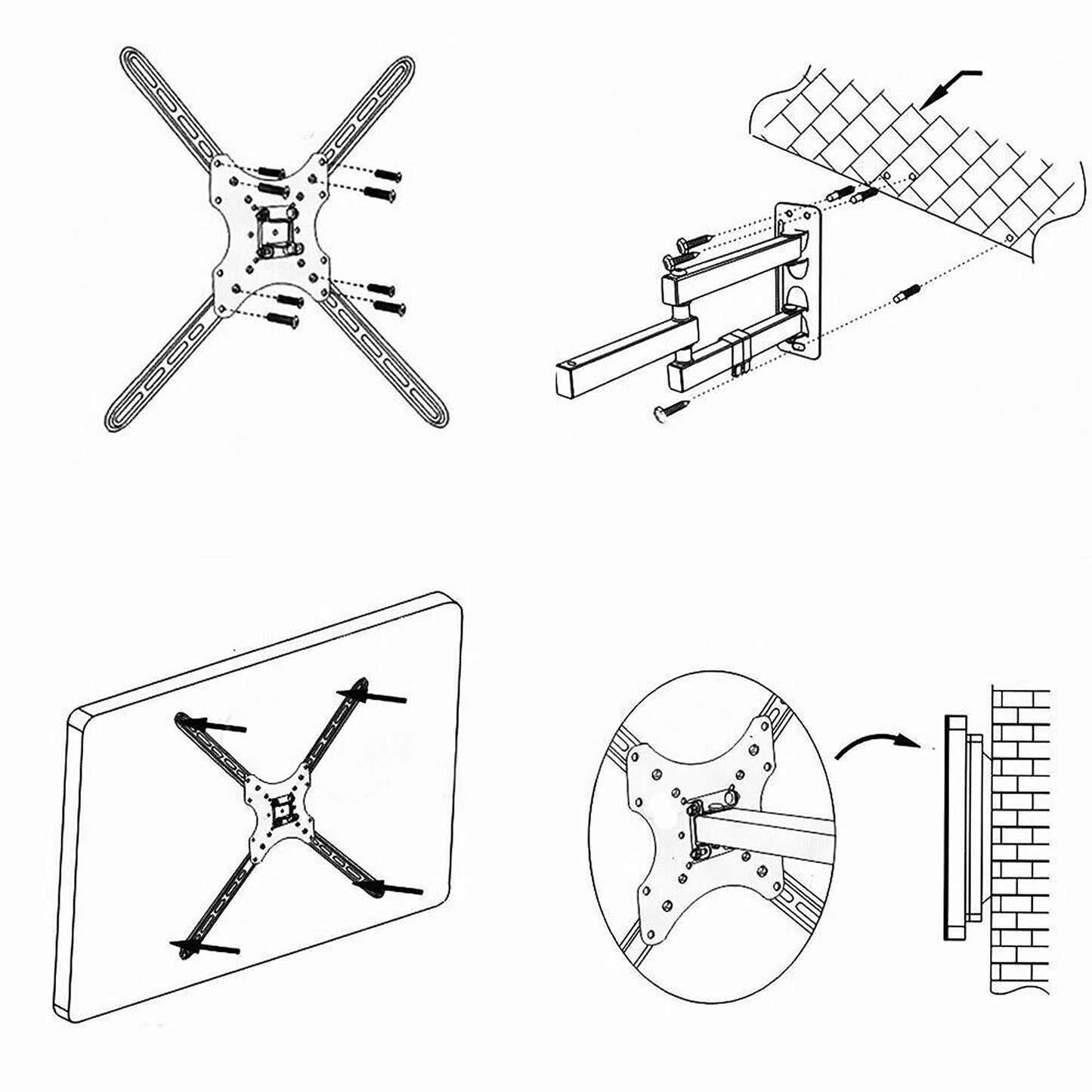 LED LCD Full Motion TV Wall Bracket Swivel Tilt Mount 32-55 Inch