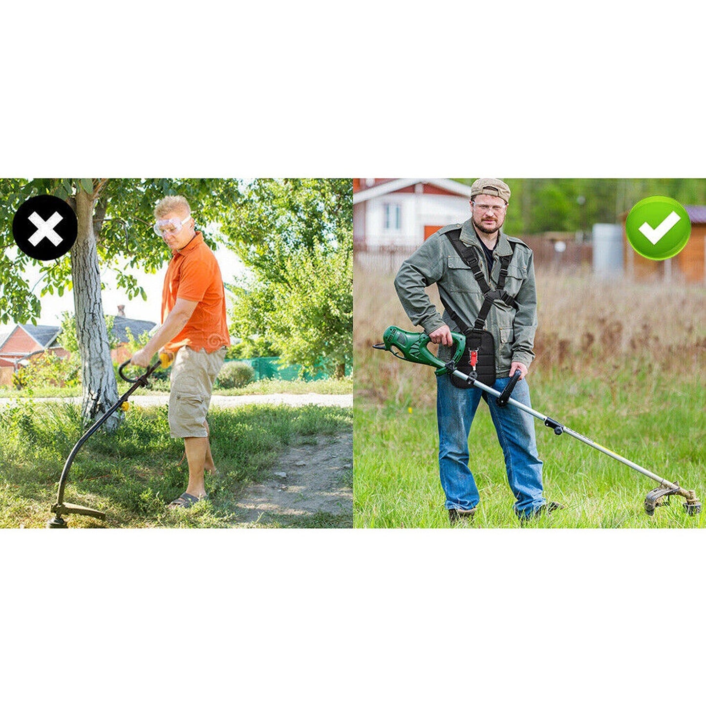 Harness for Trimmers Double Shoulder Strap for Brushcutter Whipper Snipper