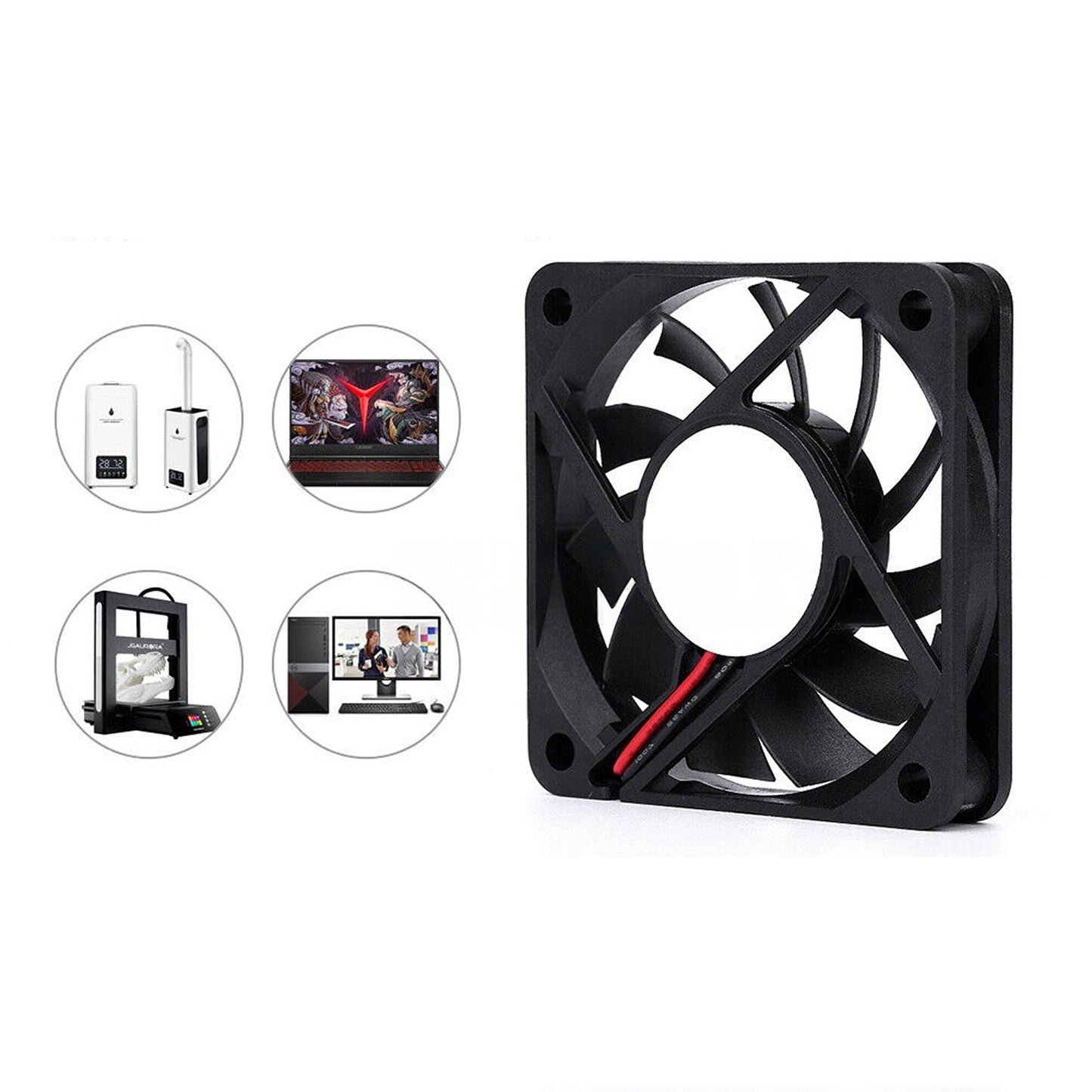 2pcs Silent Brushless PC Case Cooling Fans Black 12V