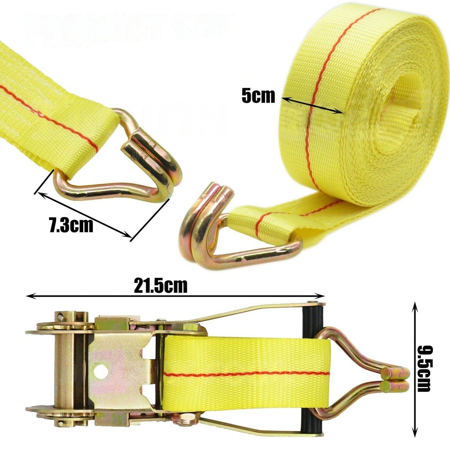 Heavy Duty 50mmx10m Ratchet Tie Down Strap for Truck Roof Rack Cargo Trailer