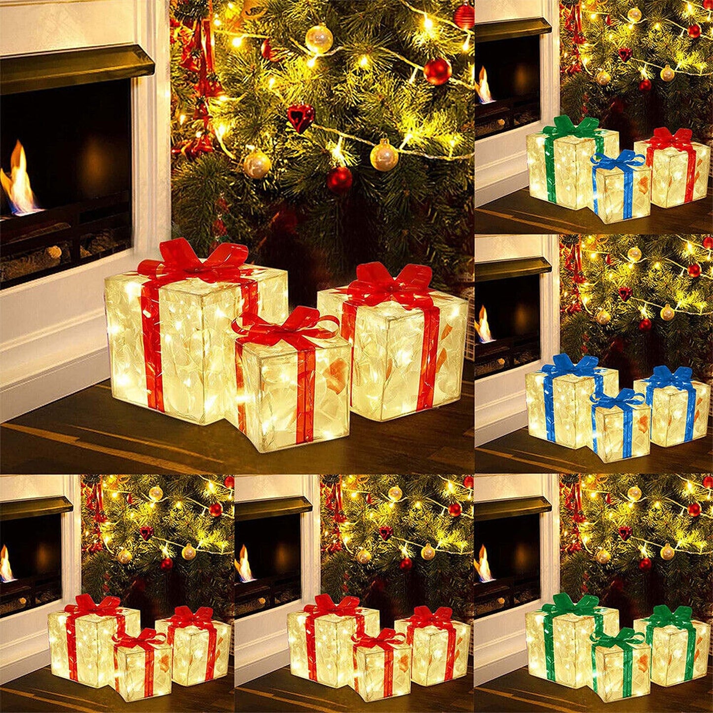 Christmas Decoration Gift Boxes with LED Light-Up Home Decor