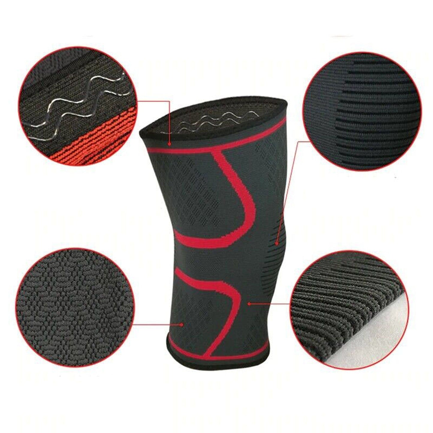 Red Elastic Nylon Knee Support Braces for Fitness and Cycling