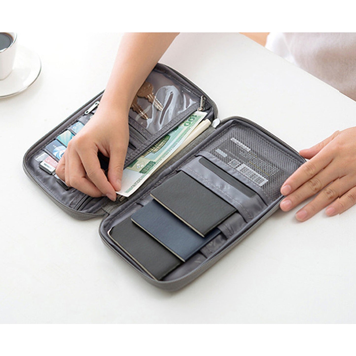 Navy Blue RFID Travel Passport Wallet Waterproof Document Holder