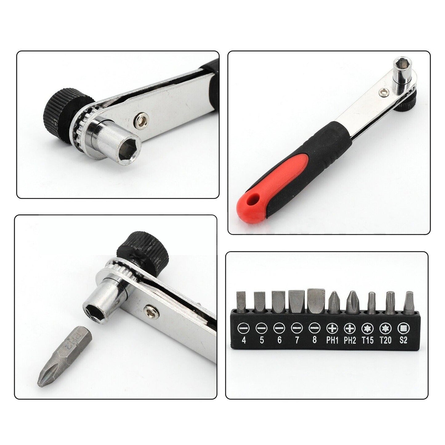 10-in-1 Mini Right Angle Offset Ratchet Screwdriver Multi-Tool Set