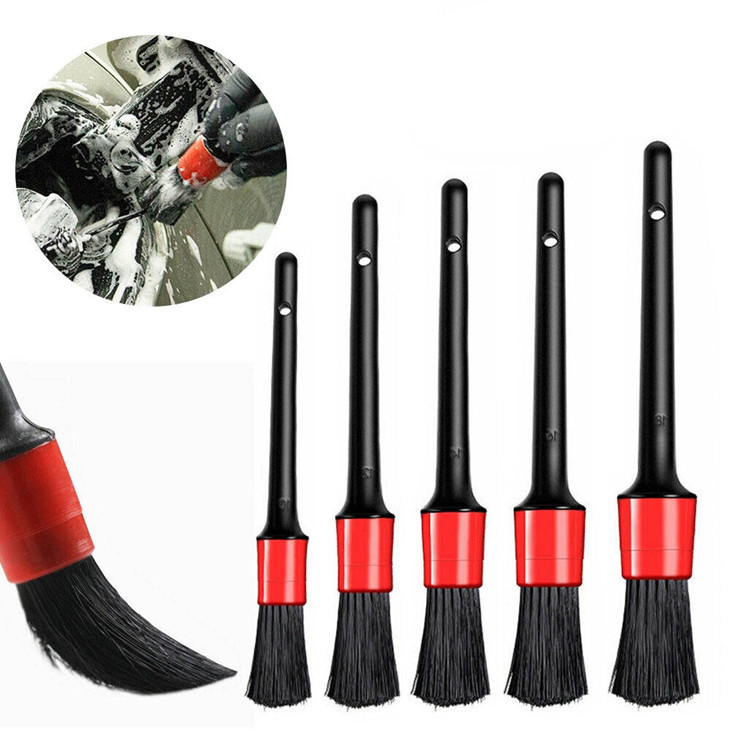 5pcs Automotive Detailing Dashboard Car Hair Detail Brush Set Crevice Dust Cleaning