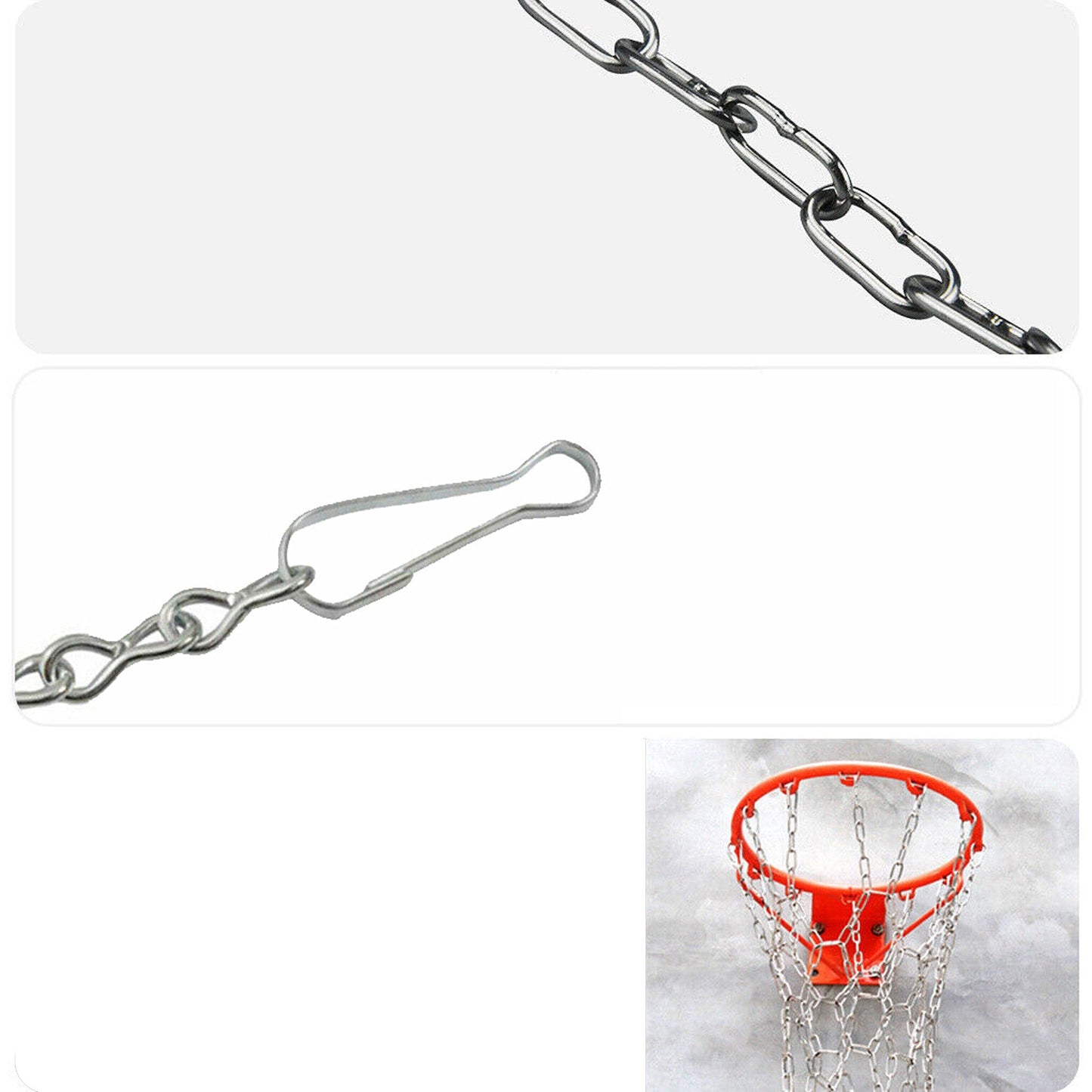 Official Size Heavy Duty Basketball Ring with Metal Chain Net 12 Loop