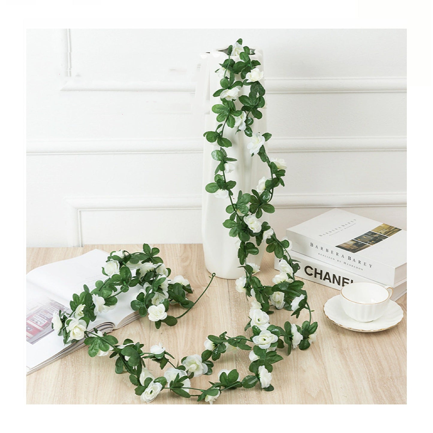 6pcs Artificial Silk Flowers and Ivy Vine Hanging Garland for Wedding
