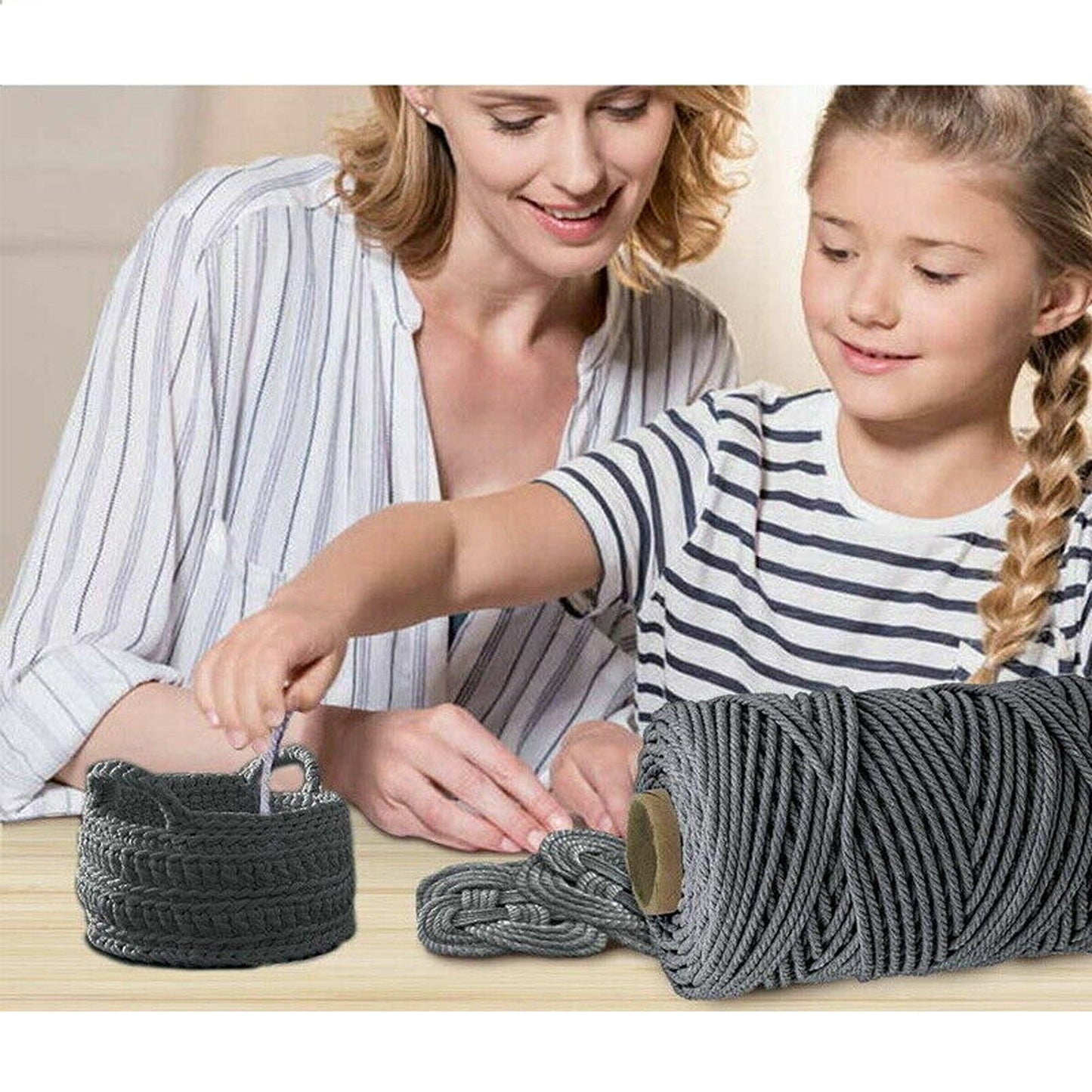 Grey Craft Macrame Twisted Cotton Artisan Rope Weaving Wire