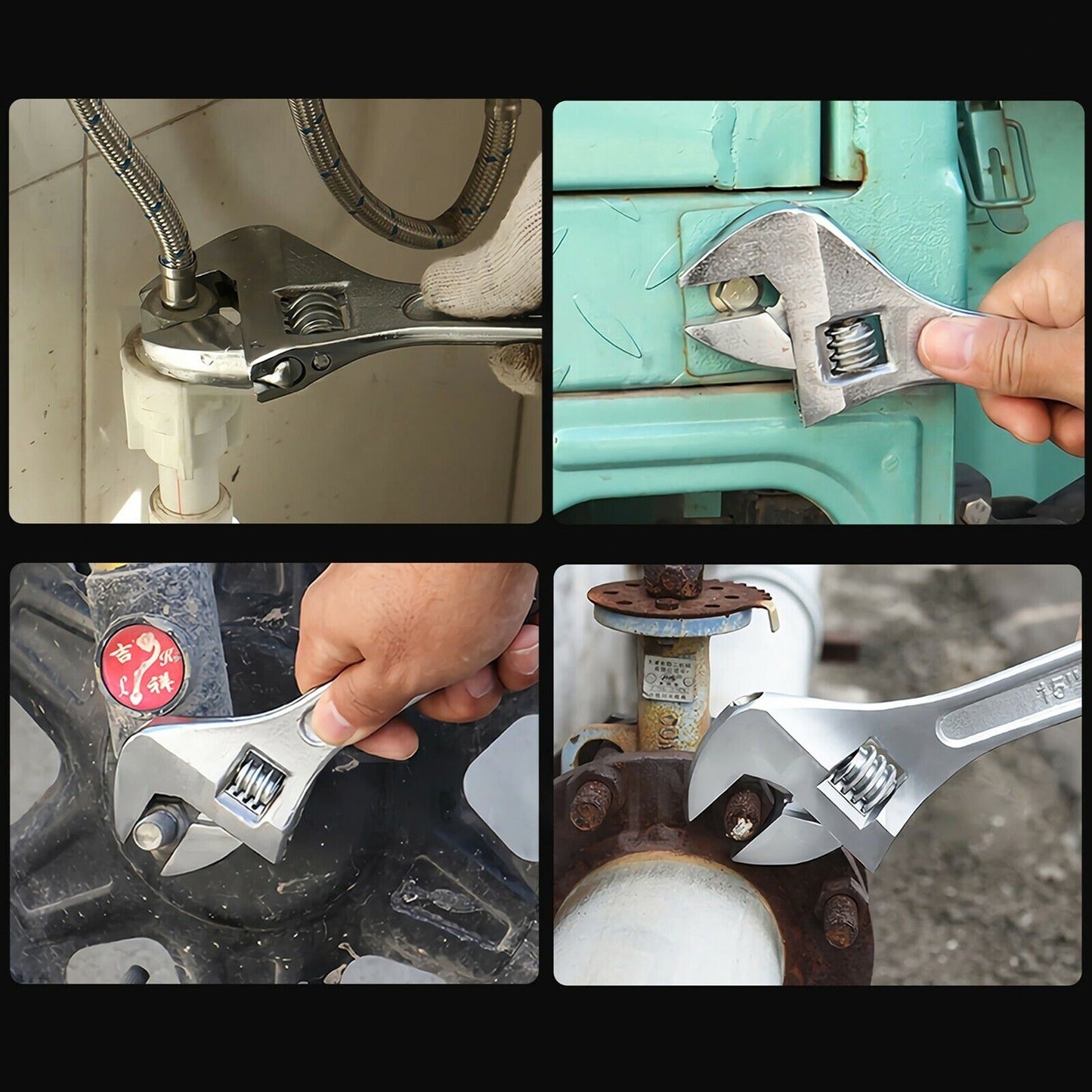 4pcs Wide Open Jaw Forged Steel Adjustable Wrench Shifter