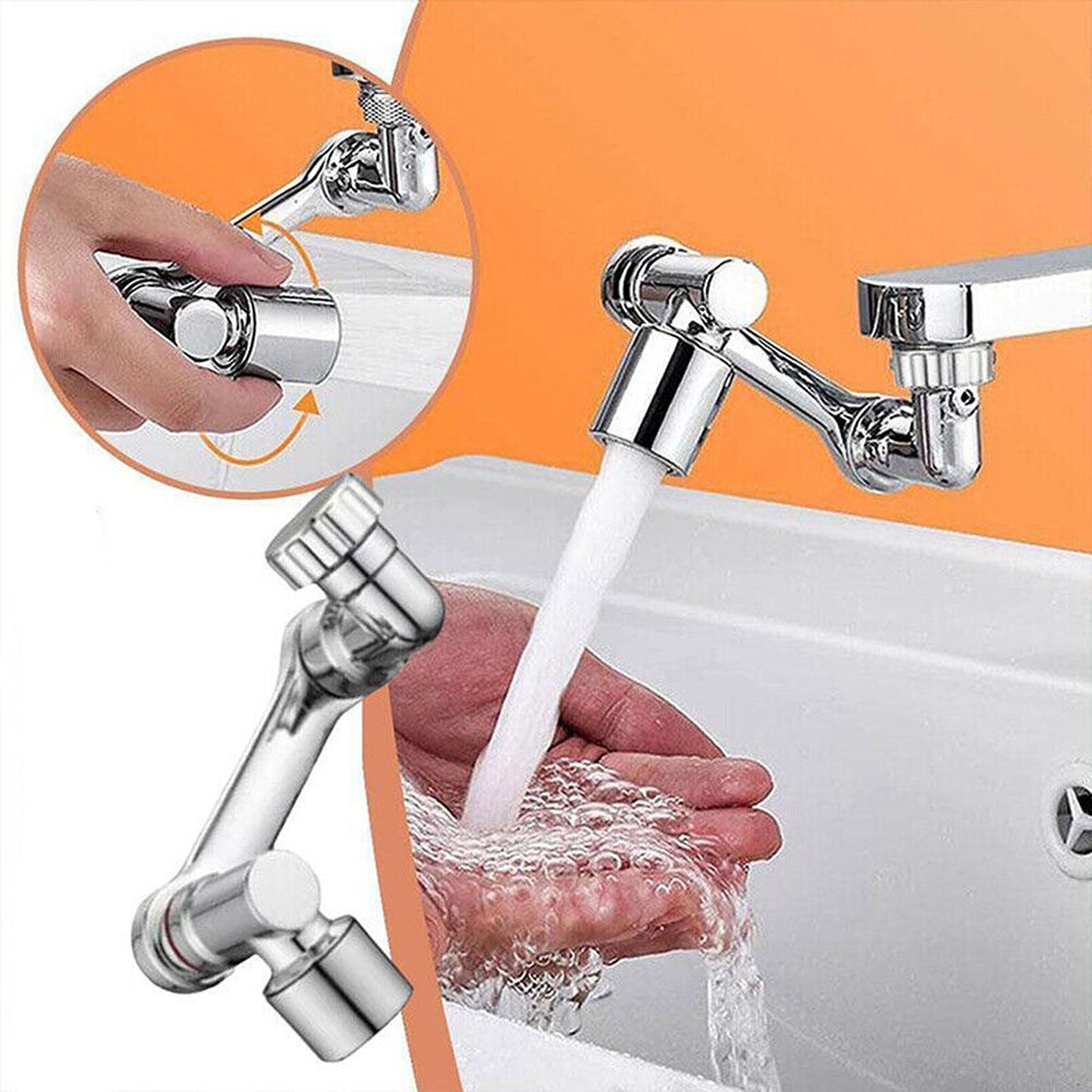 1080-Degree Rotatable Faucet Aerator with Extendable Arm for Kitchen Sinks