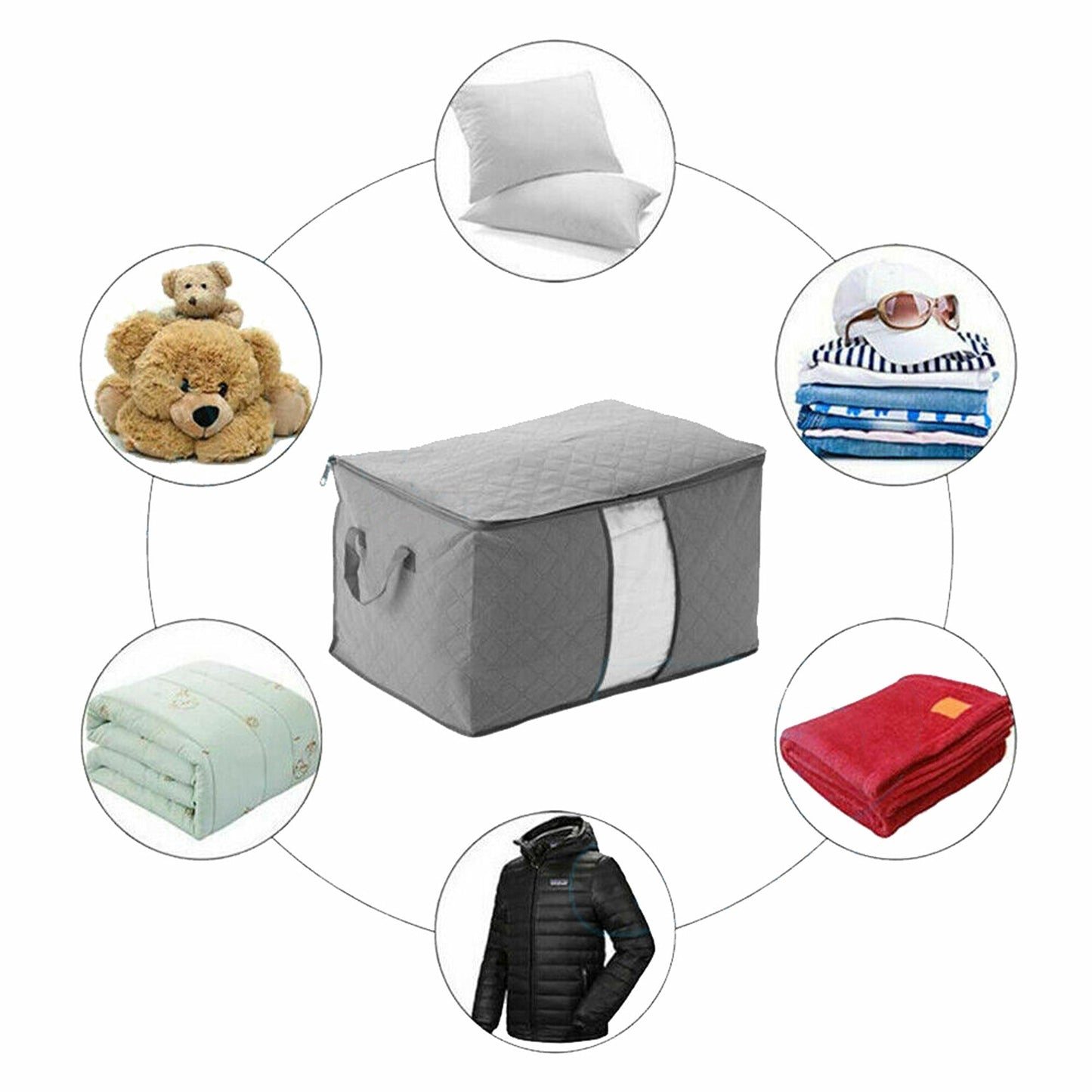 4pcs Foldable Fabric Clothes Quilt Blanket Storage Bag with Zipper