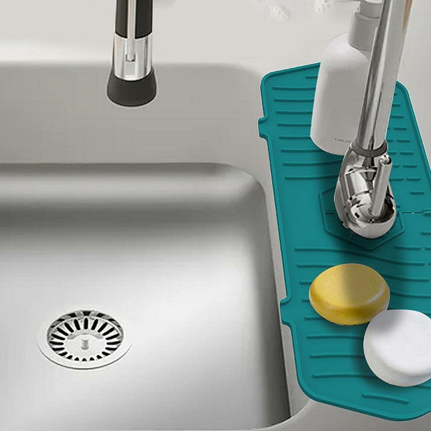 Hexagon Silicone Kitchen Sink Splash Guard and Faucet Water Catcher