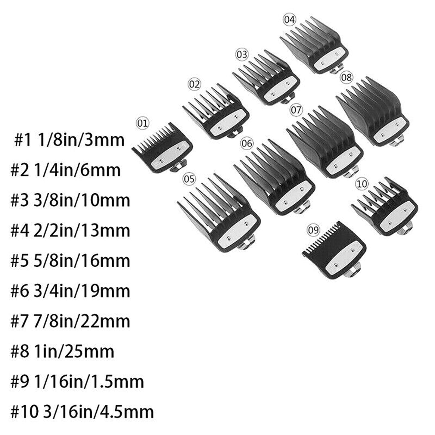 Hair Clipper Attachment Combs Trimmer Guide Limit Combs 10pcs